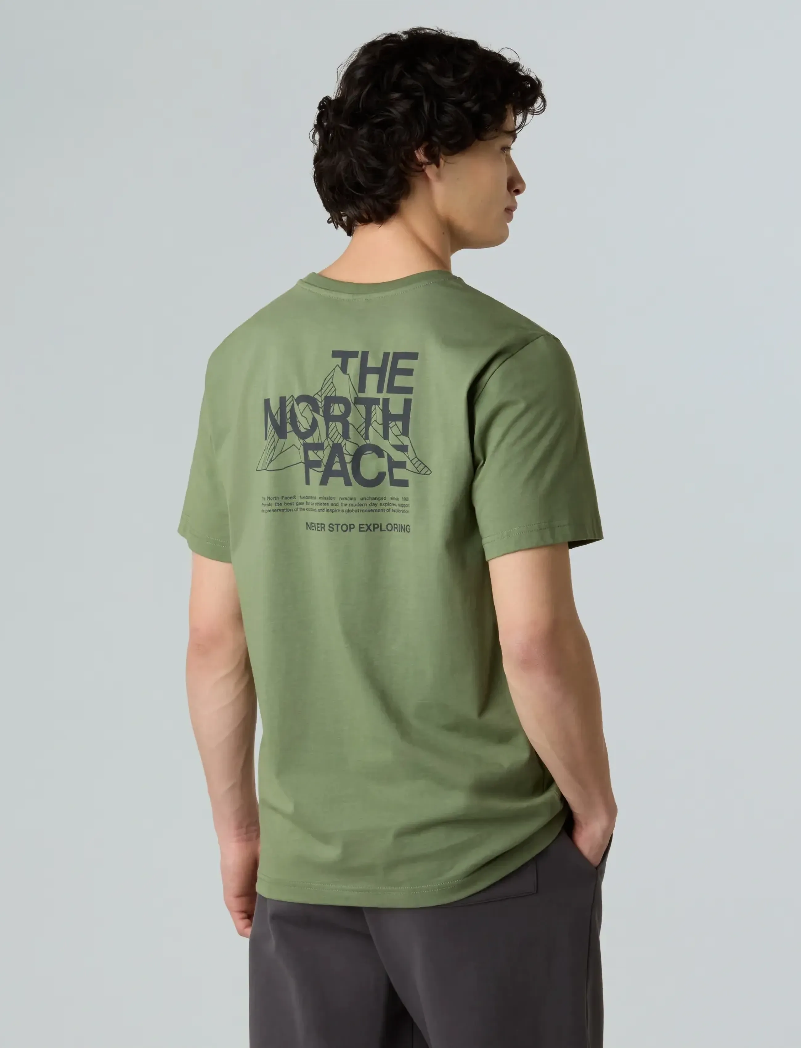 The North Face M MOUNTAIN SKETCH SS TEE - T-Shirts - BARK MIST / green
