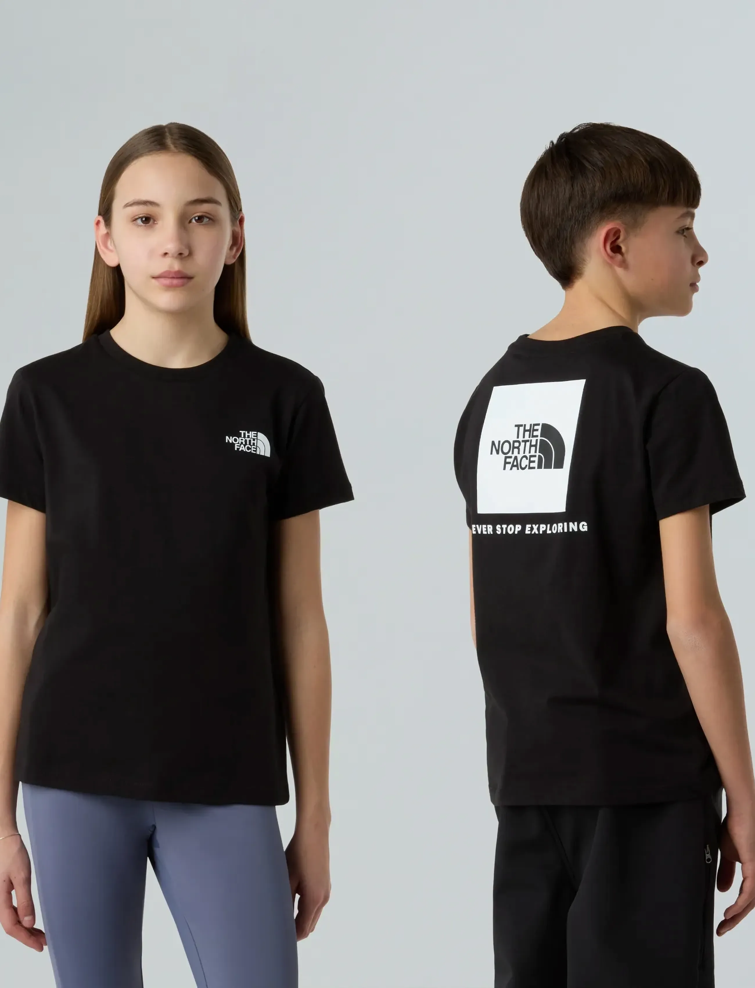 The North Face Teen Box Nse Regular Ss Tee, 120-129, T-shirts, Schwarz - Short-sleeved, Kinder