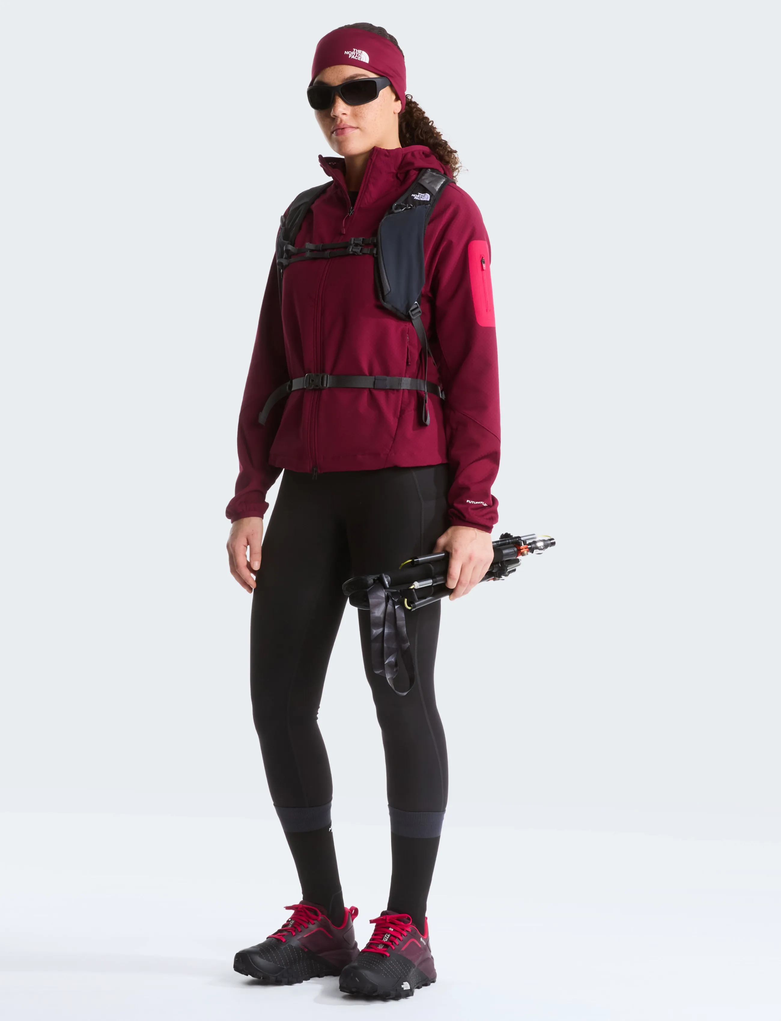 The North Face - W TEK APPROACH FUTUREFLEECE HOODED JACKE - välijoped - burgundy crush/lali gur - 3