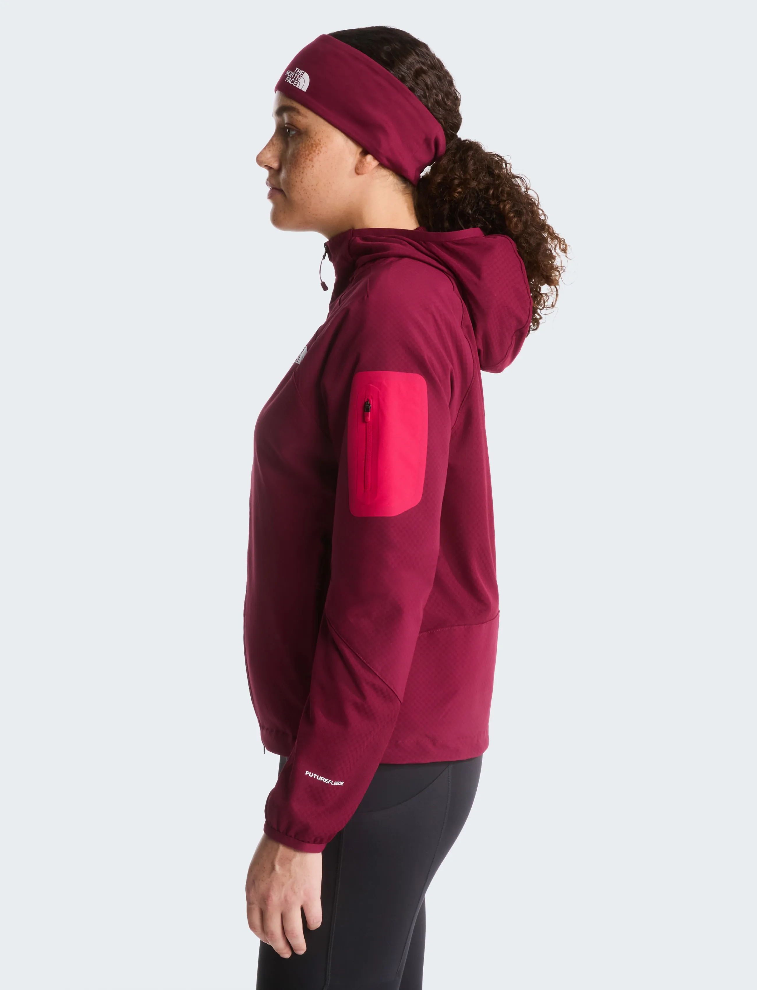 The North Face - W TEK APPROACH FUTUREFLEECE HOODED JACKE - välijoped - burgundy crush/lali gur - 4