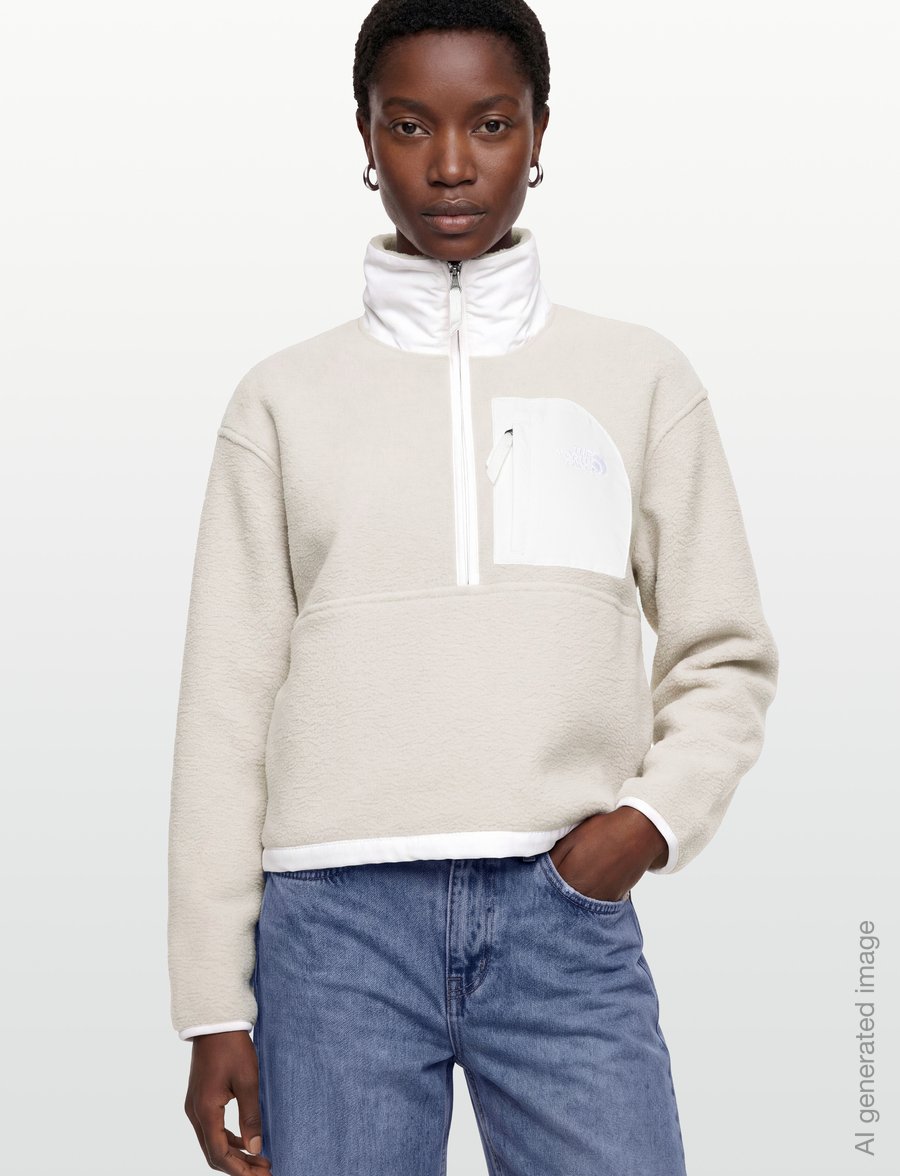 The North Face - W YUMIORI OFF PEAK 1/2 ZIP JACKET - oberteile - timeless taupe/white du - 3