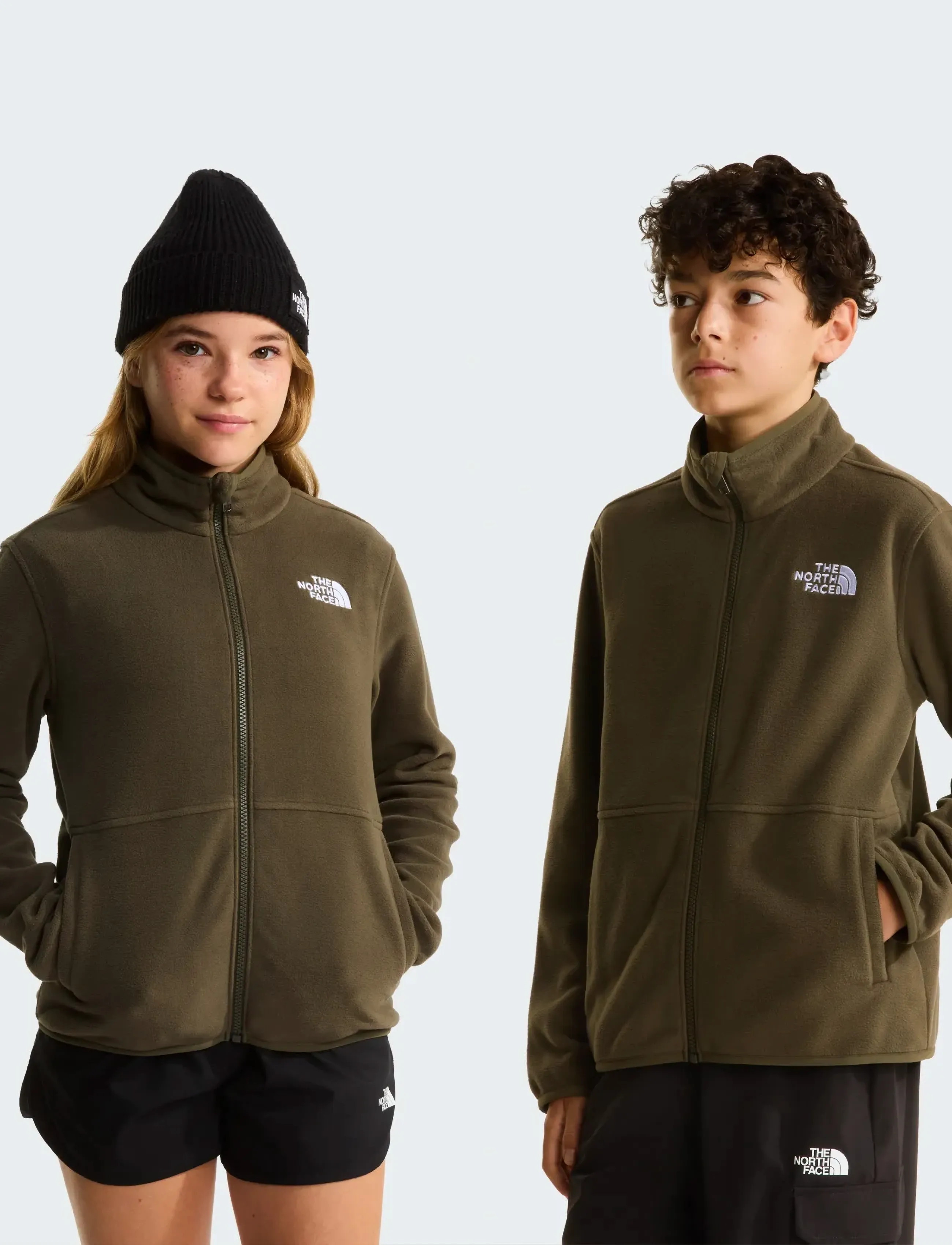 The North Face Teen Glacier Fz Zip In Jacket, L, Khaki green, Yderbeklædning Af Fleece > Fleecejakker, Børn