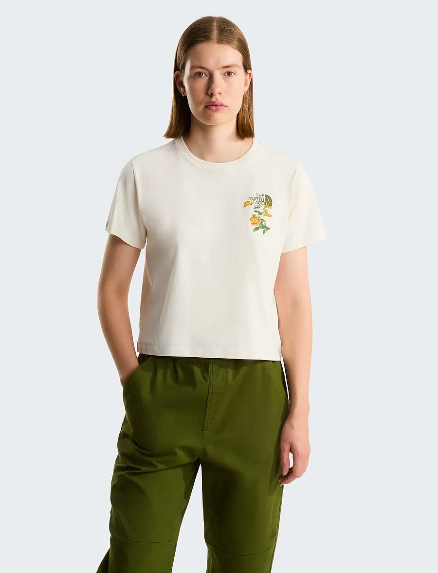 The North Face - W FLORA EMBRO REGULAR SHORT SLEEVE TEE-G - t-shirts - white dune - 0