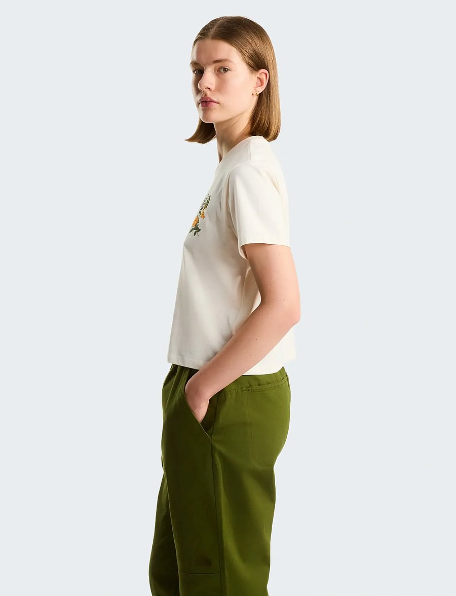 The North Face - W FLORA EMBRO REGULAR SHORT SLEEVE TEE-G - t-shirts - white dune - 4