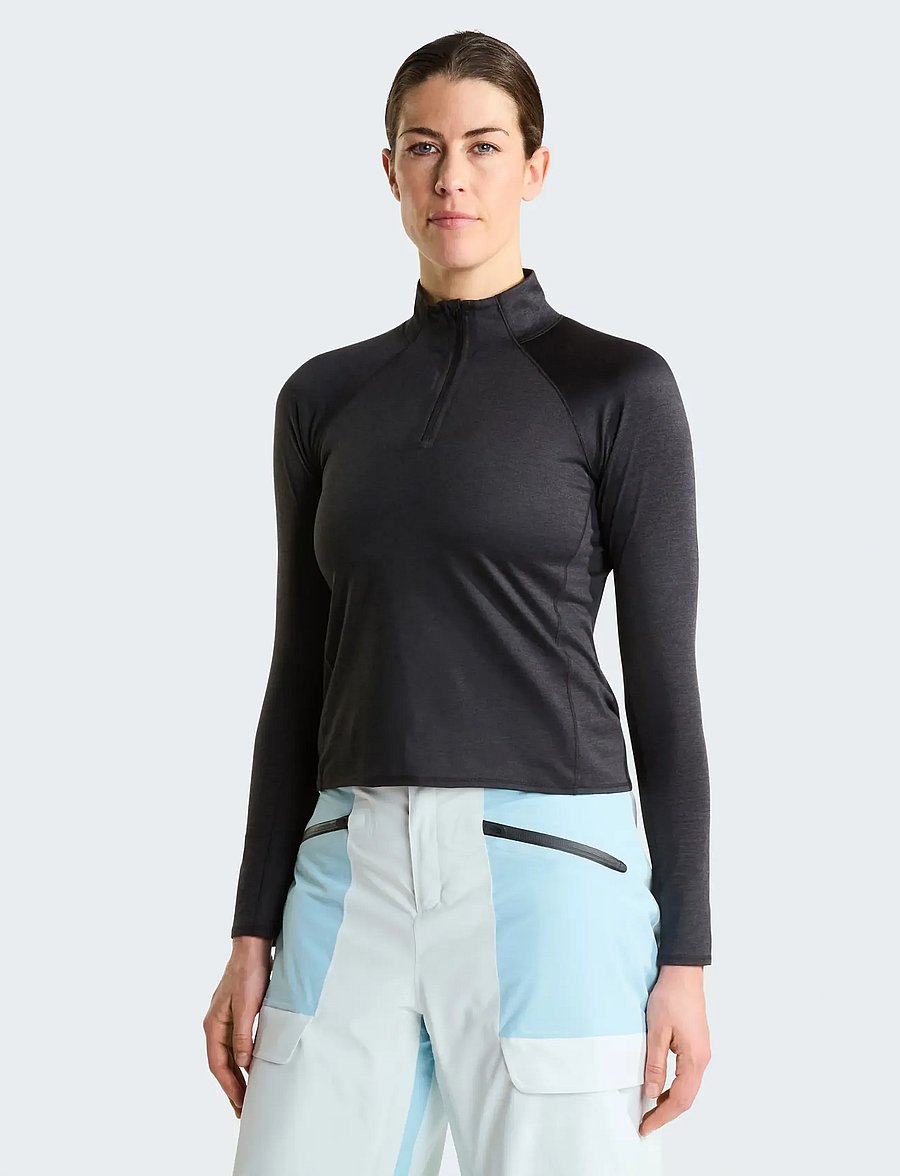 The North Face - W JAIDA 1/4 ZIP - pikkade varrukatega alussärgid - tnf black dark heather - 0