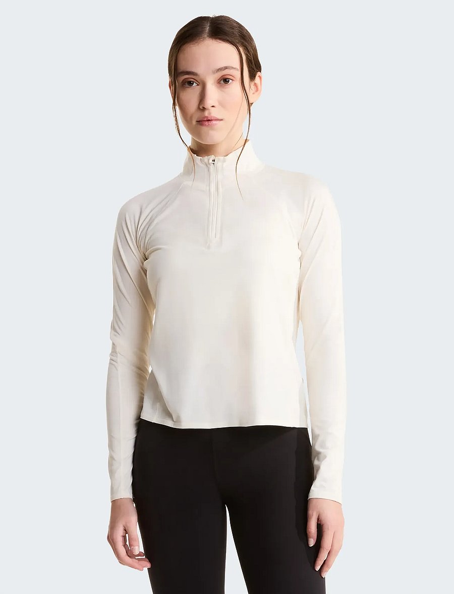 The North Face - W JAIDA 1/4 ZIP - pikkade varrukatega alussärgid - white dune light heathe - 0