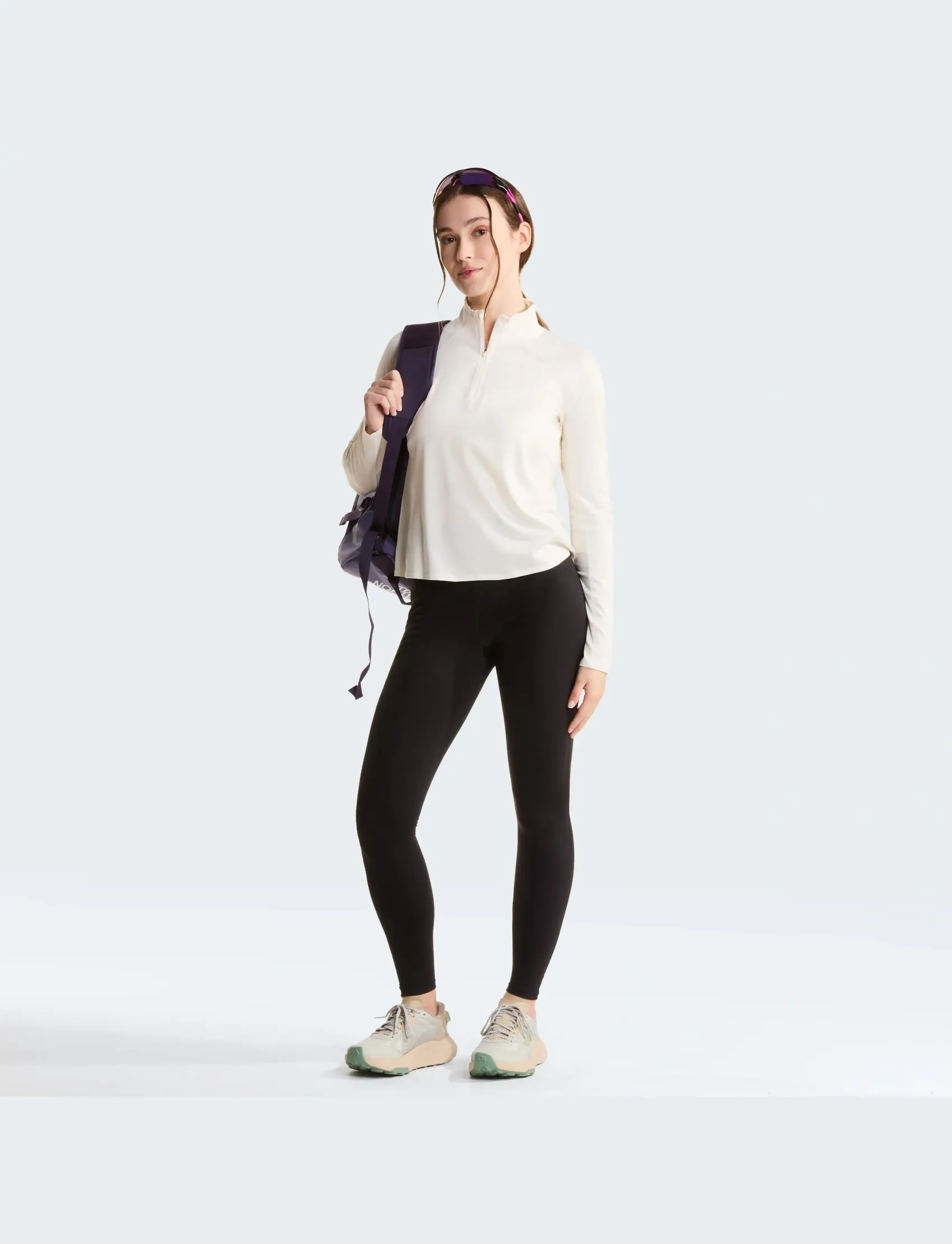 The North Face - W JAIDA 1/4 ZIP - pikkade varrukatega alussärgid - white dune light heathe - 3