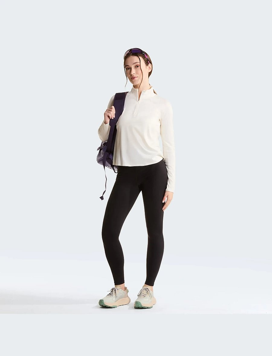 The North Face - W JAIDA 1/4 ZIP - pikkade varrukatega alussärgid - white dune light heathe - 3