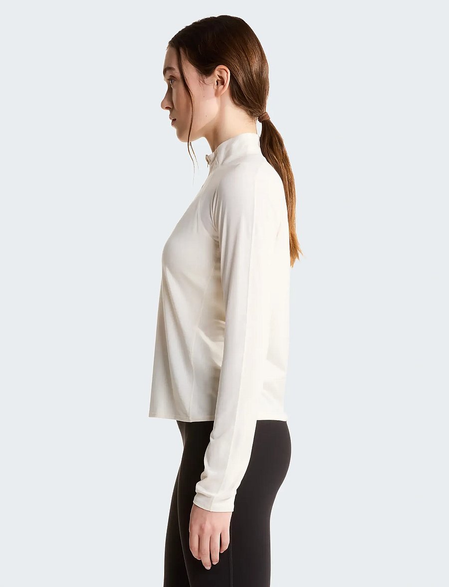 The North Face - W JAIDA 1/4 ZIP - pikkade varrukatega alussärgid - white dune light heathe - 4
