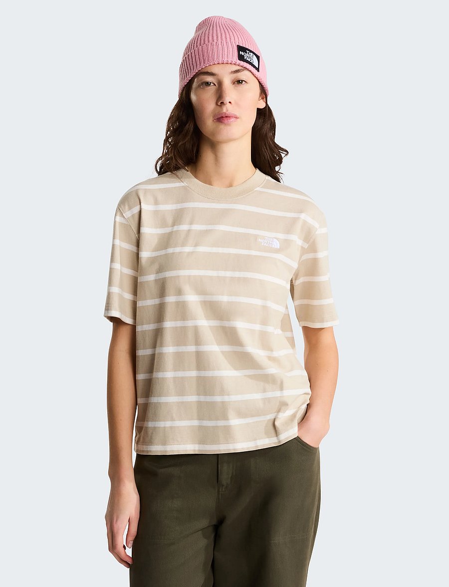 The North Face - W VISTA STRIPE SHORT SLEEVE TEE - t-shirts - timeless taupe tnf open - 0