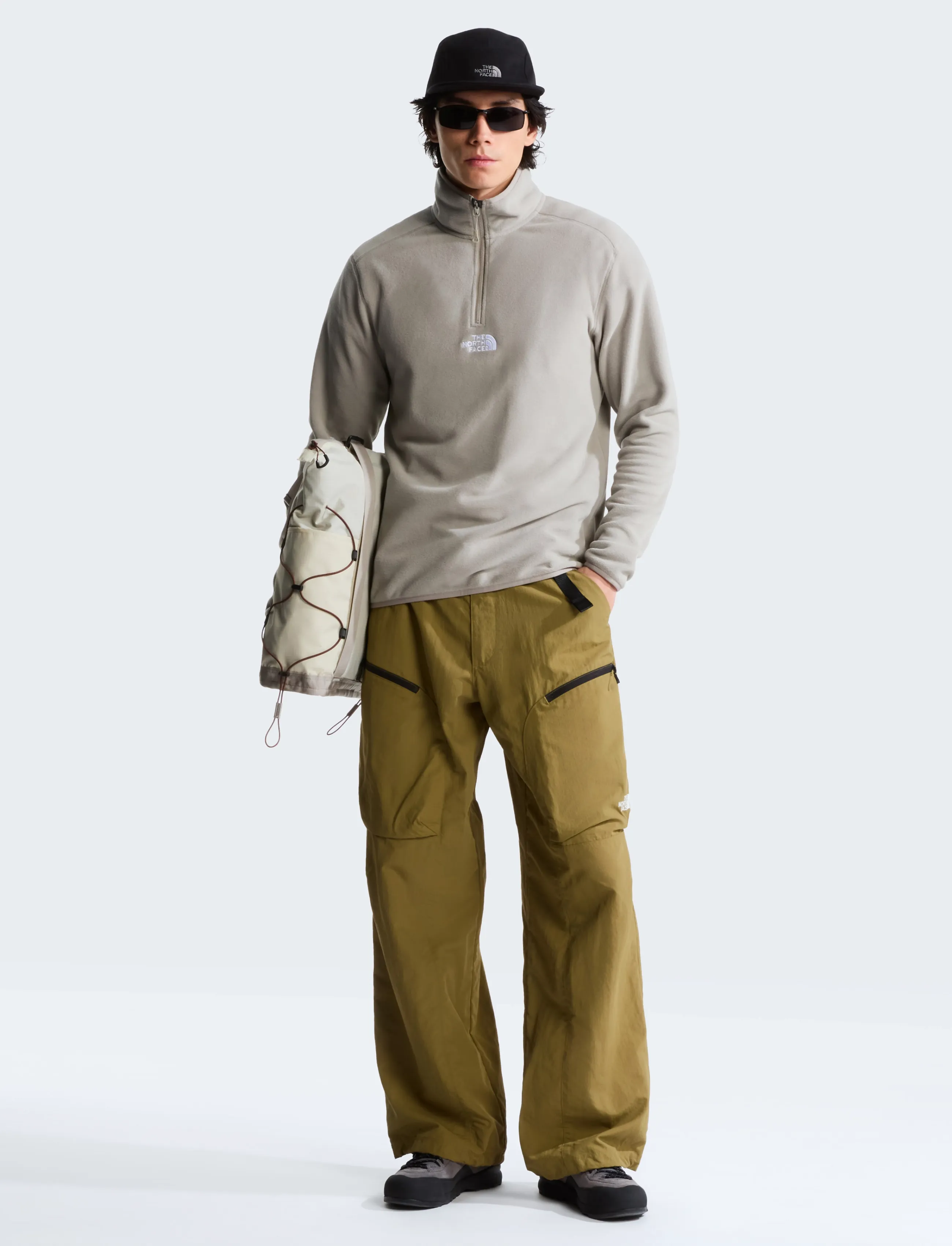 The North Face - M GLACIER 1/4 ZIP - EMBROIDERED LOGO - fleece & midlayer - stone slab - 3