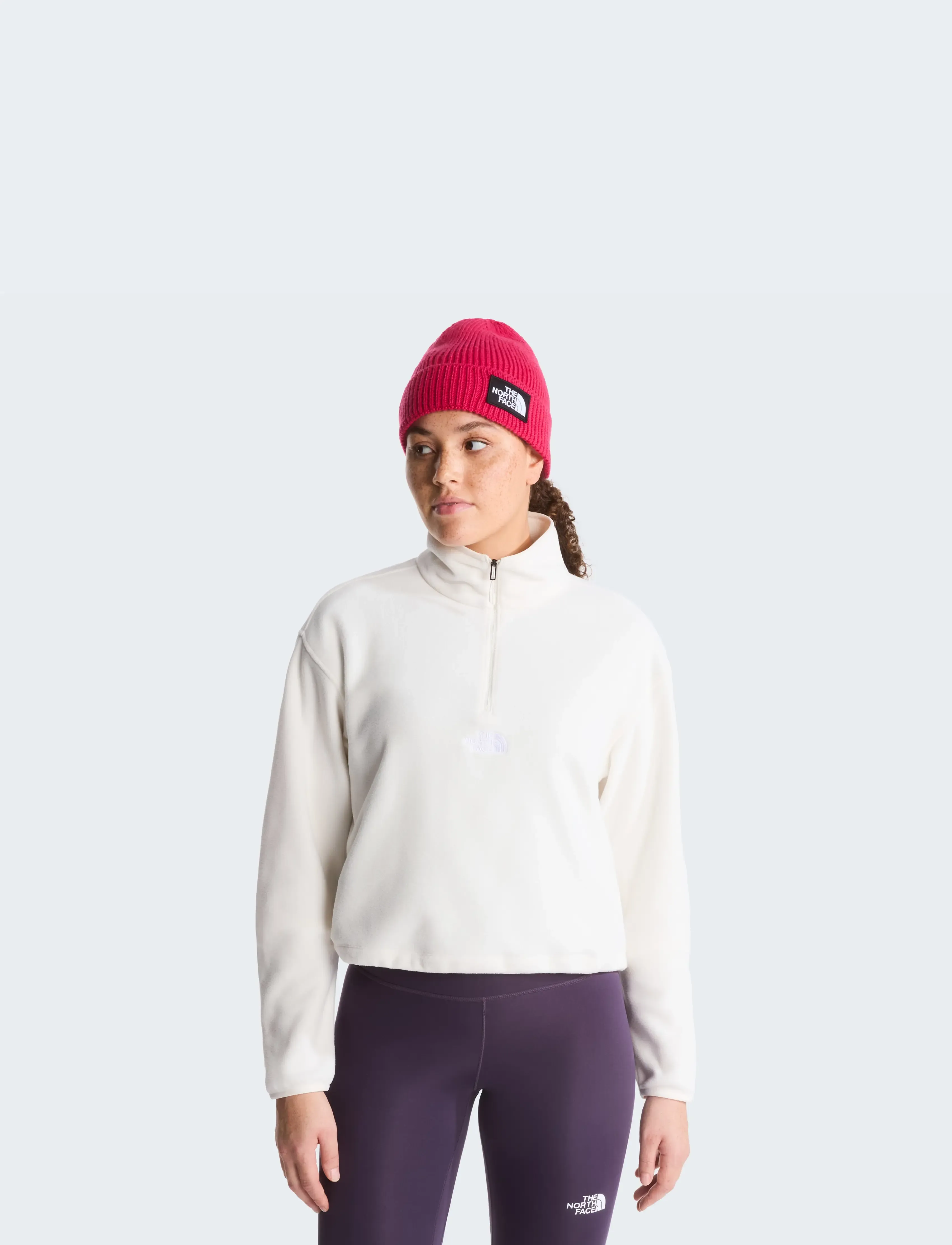 The North Face - W NOVELTY LOGO GLACIER 1/4 ZIP - kampsunid ja vahekihid - white dune - 0
