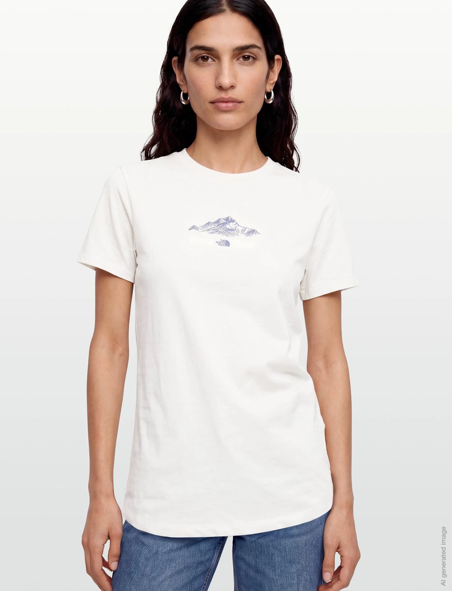 The North Face - W FOUNDATION SHORT SLEEVES T-SHIRT-GRAPH - t-shirts - white dune - 3