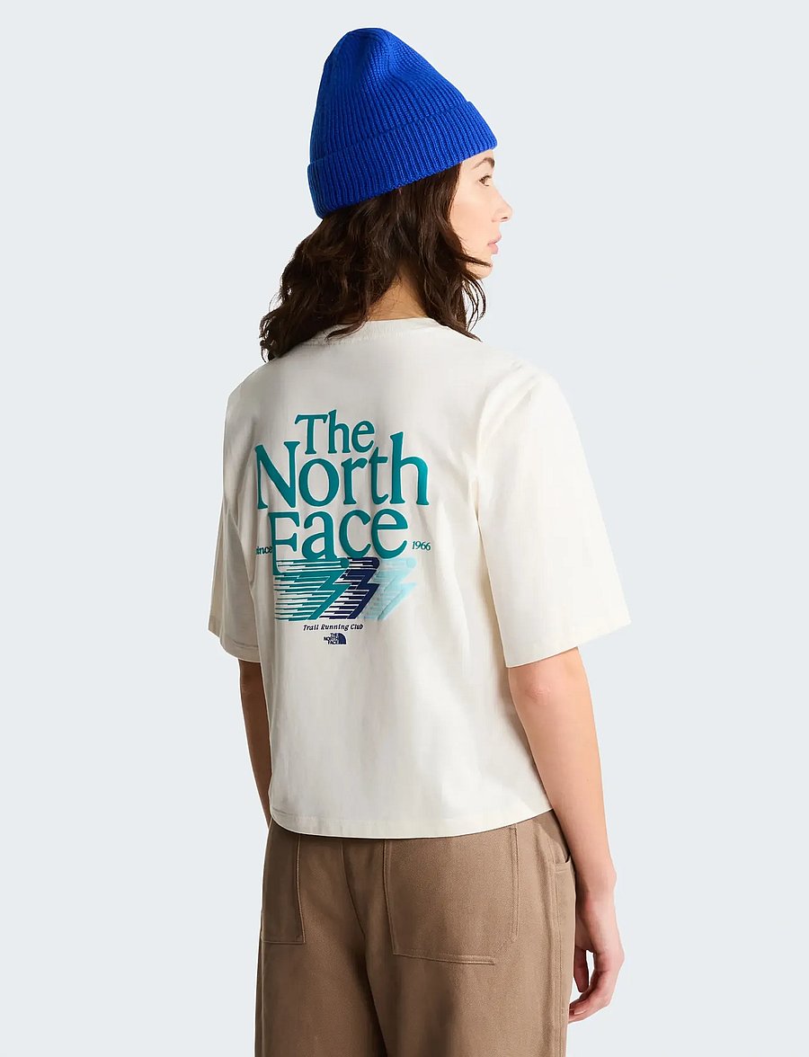 The North Face - W RETRO TRAIL BOXY SS TEE-GRAPHIC - t-shirts - white dune - 0