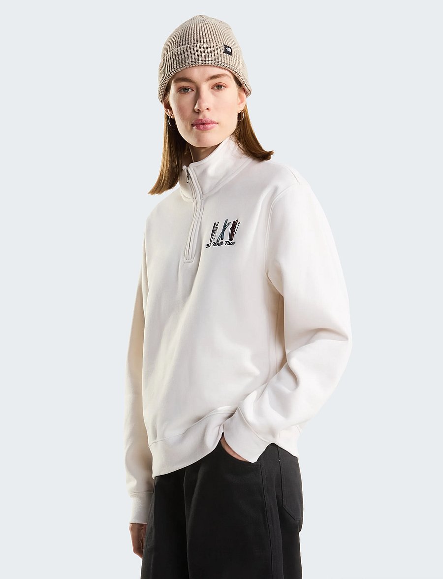The North Face - W SKI EMBRO RELAXED 1/4 ZIP - GRAPHIC - dressipluusid ja pusad - white dune - 0