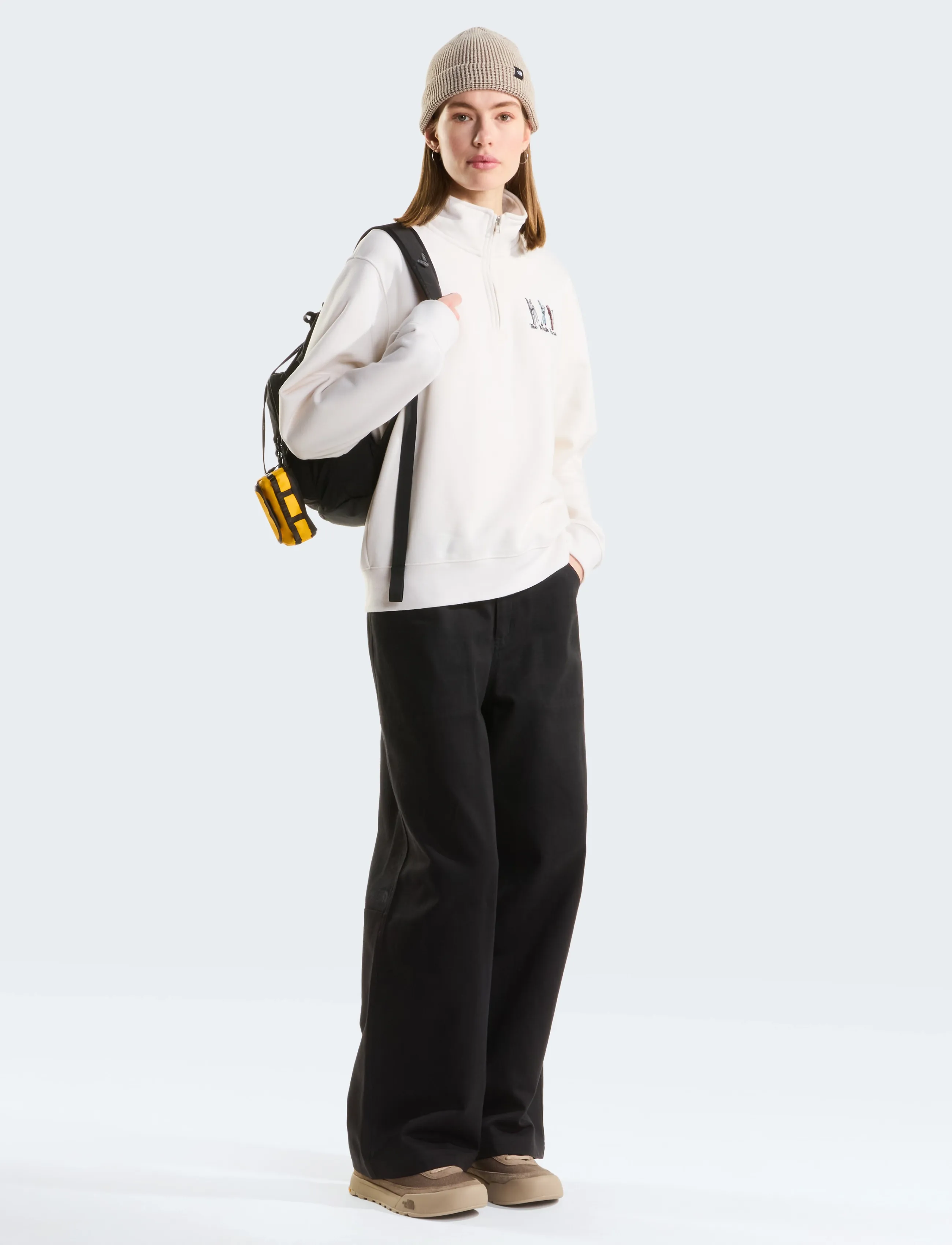 The North Face - W SKI EMBRO RELAXED 1/4 ZIP - GRAPHIC - dressipluusid ja pusad - white dune - 3