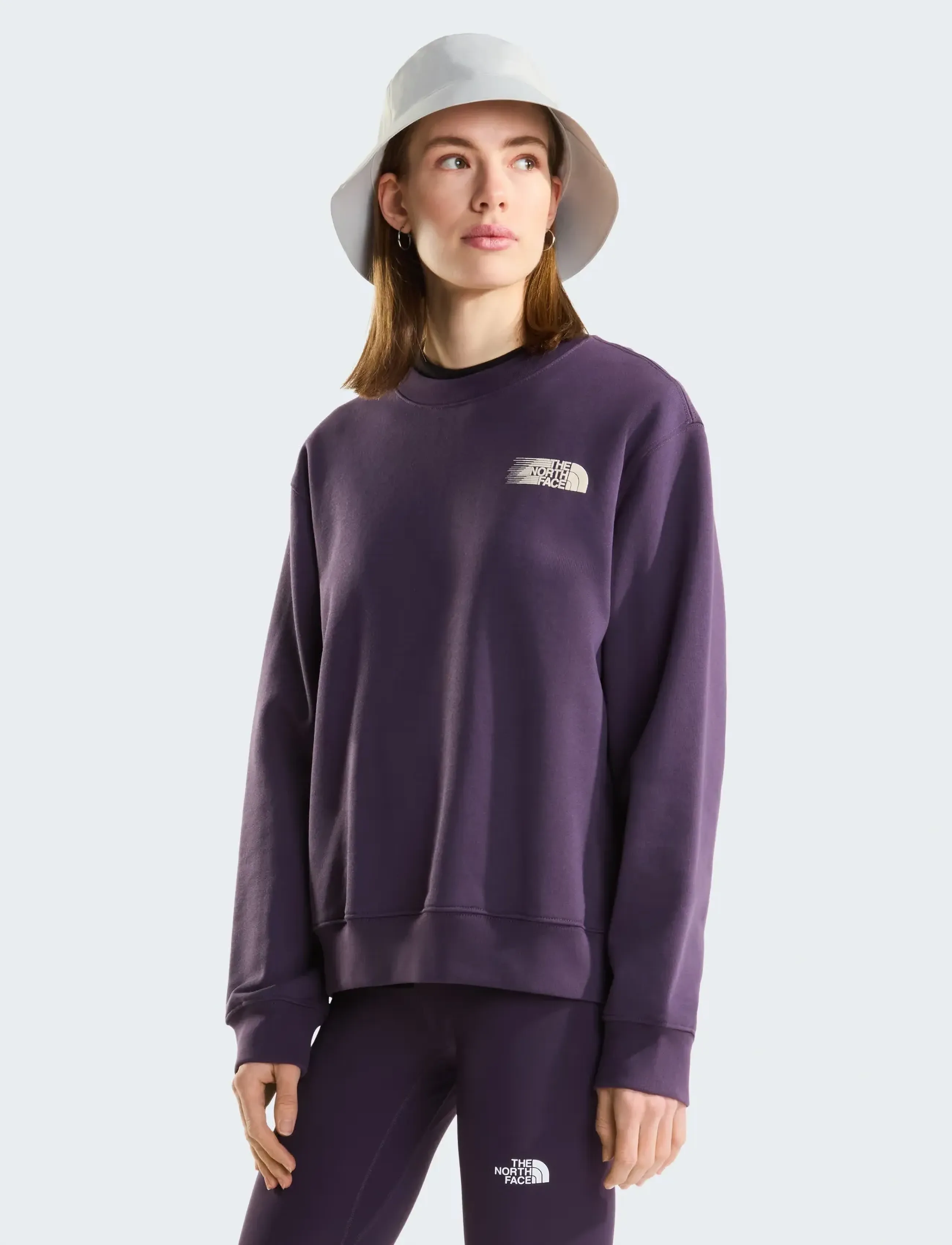 The North Face W Retro Trail Relaxed Crew- Graphic, Kvinder, Grafisk Rundhals Sweatshirt, Lila, Str: M
