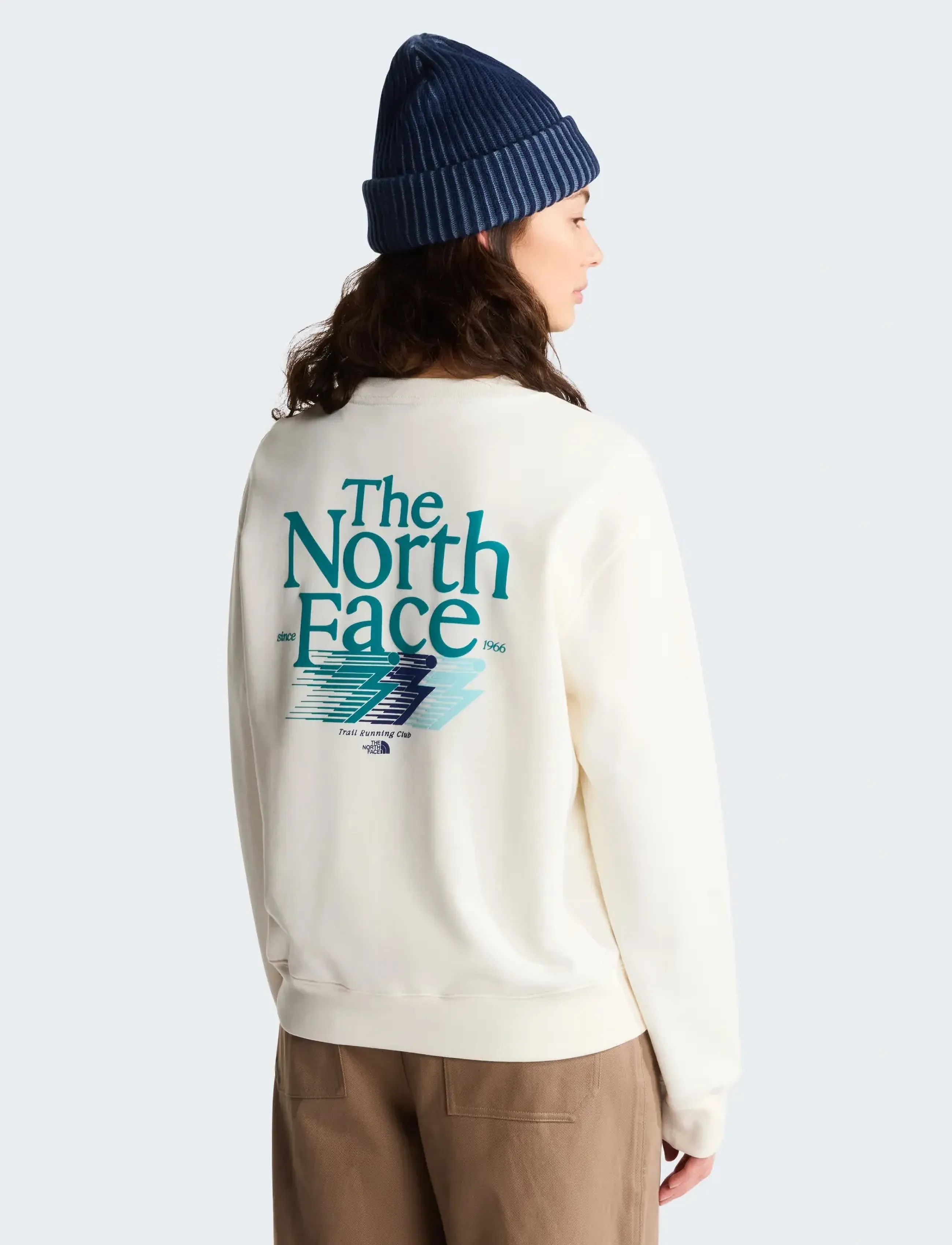 The North Face W Retro Trail Relaxed Crew- Graphic, Kvinder, Grafisk Rundhals Sweatshirt, Cream, Str: S