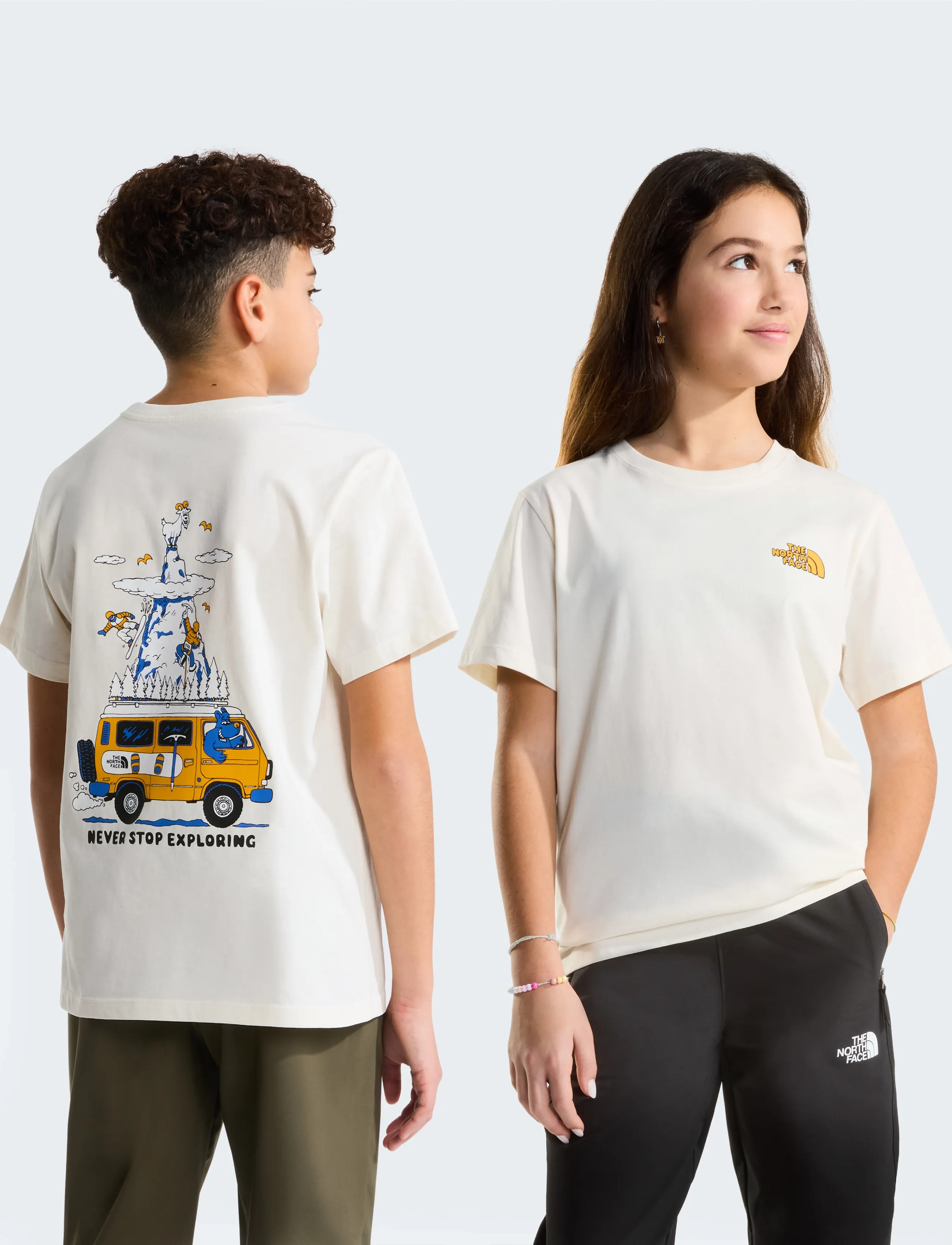 The North Face TEEN B OUTDOOR REGULAR SS TEE - GRAPHIC - Urheilutopit - WHITE DUNE / cream