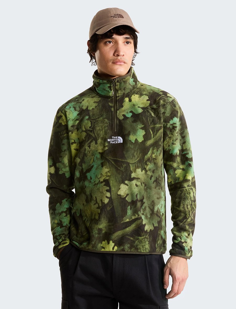 The North Face - M NOVELTY LOGO GLACIER 1/4 ZIP - PRINT - fleece og mellemlag - new taupe green yosemit - 0