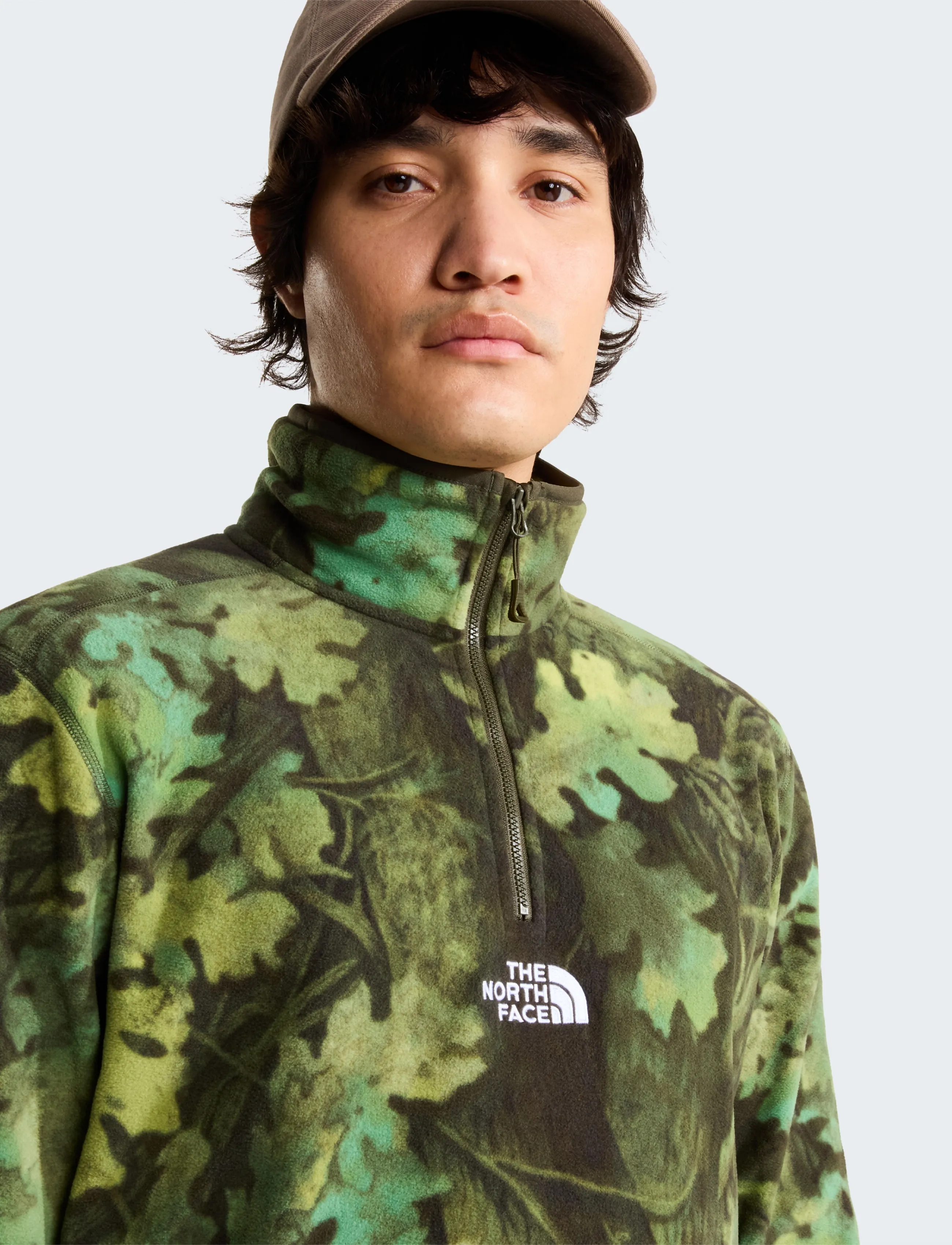 The North Face M NOVELTY LOGO GLACIER 1/4 ZIP - PRINT - Fleecetrøjer - NEW TAUPE GREEN YOSEMIT / khaki/green