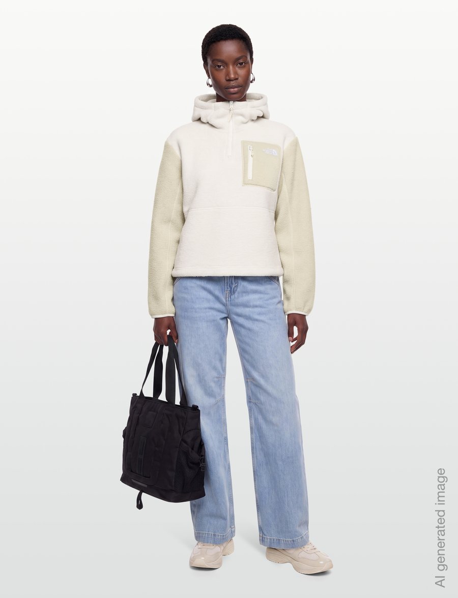 The North Face - W YUMIORI 1/4 ZIP HOOD NOVELTY - sweatshirts - white dune/desert stone - 0