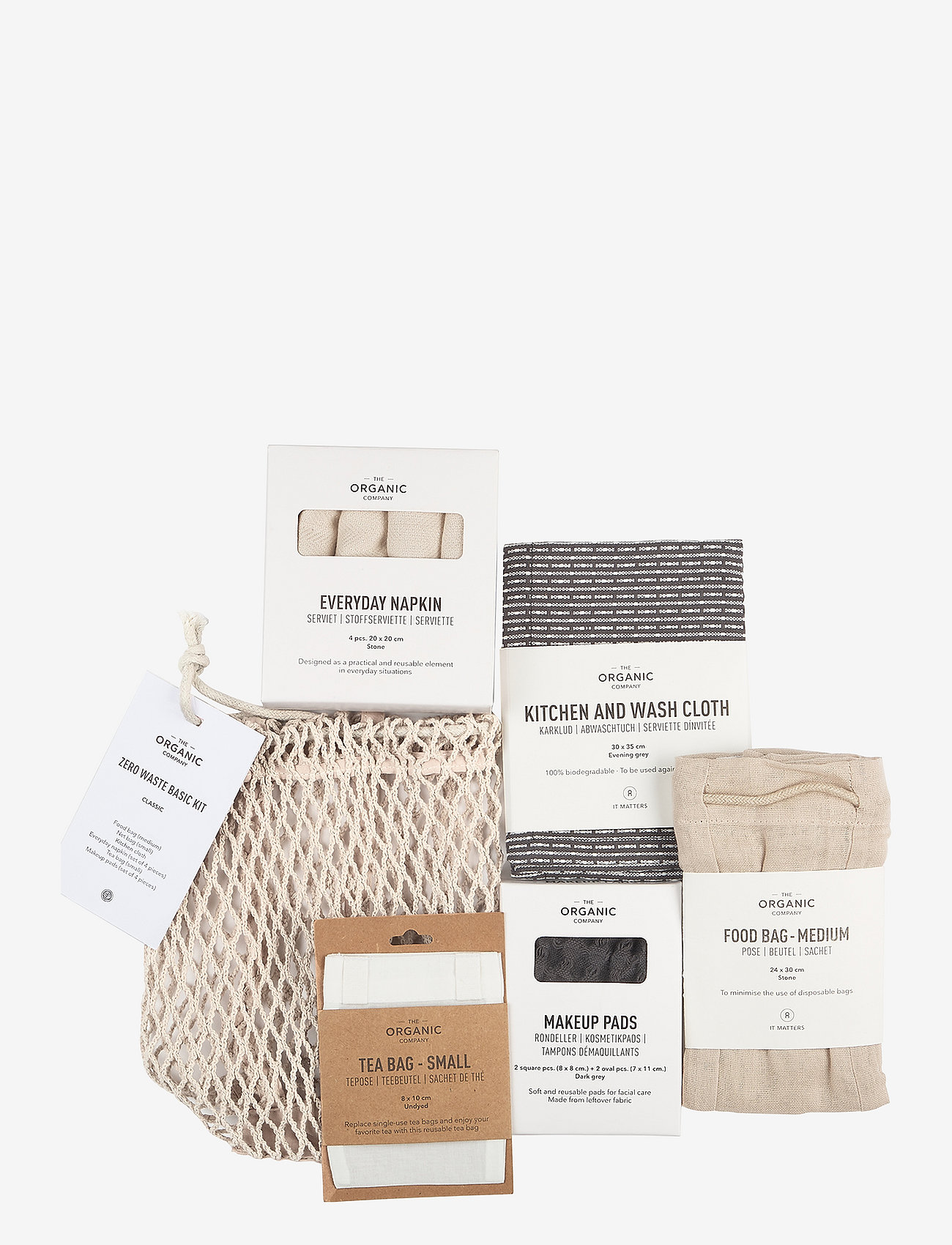 The Organic Company - ZERO Waste Basic Kit - stofservietter - 954 classic set color mix - 0