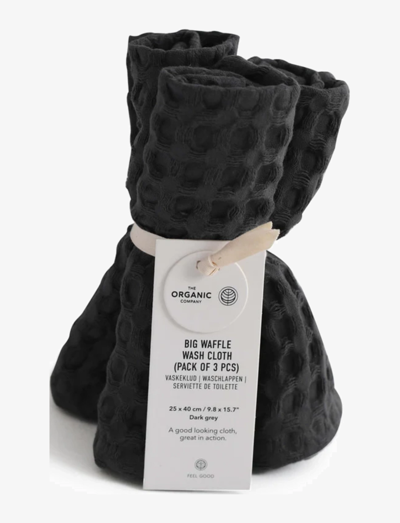 The Organic Company Big Waffle Wash Cloth (Pack Of 3 Pcs), Cloths & Dishbrush, Grå, Str: ONE SIZE x 25