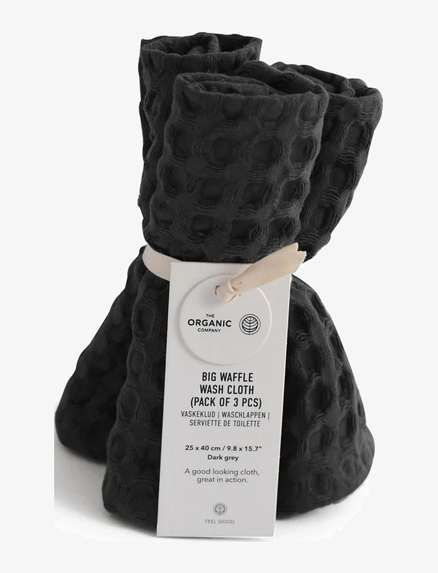 The Organic Company - Big Waffle Wash Cloth (pack of 3 pcs) - essuie-mains & serviettes de bain - 110 dark grey - 1