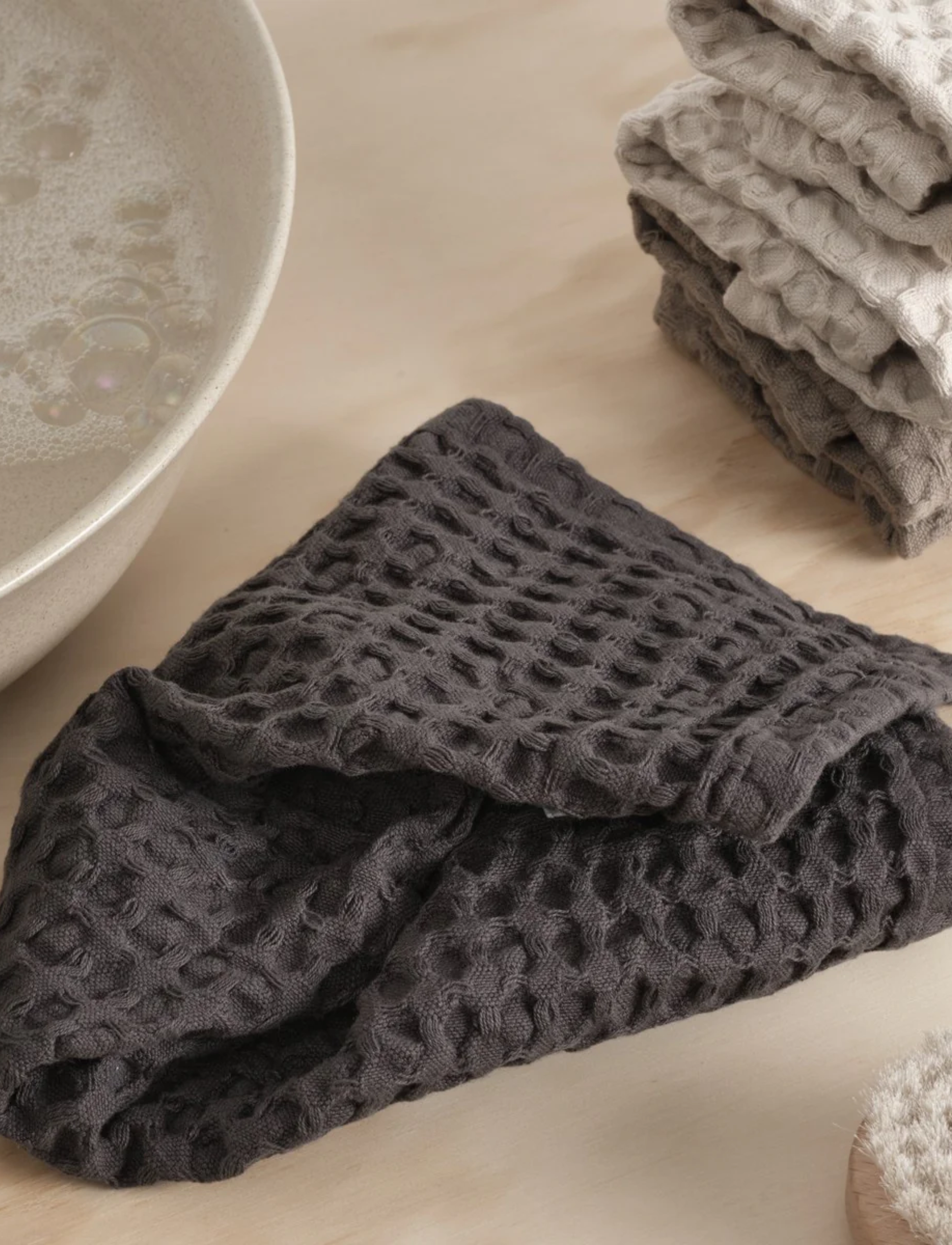 The Organic Company Big Waffle Wash Cloth (Pack Of 3 Pcs), One Size x 25, Dishes, Grau - Cloths & Dishbrush, Homeware