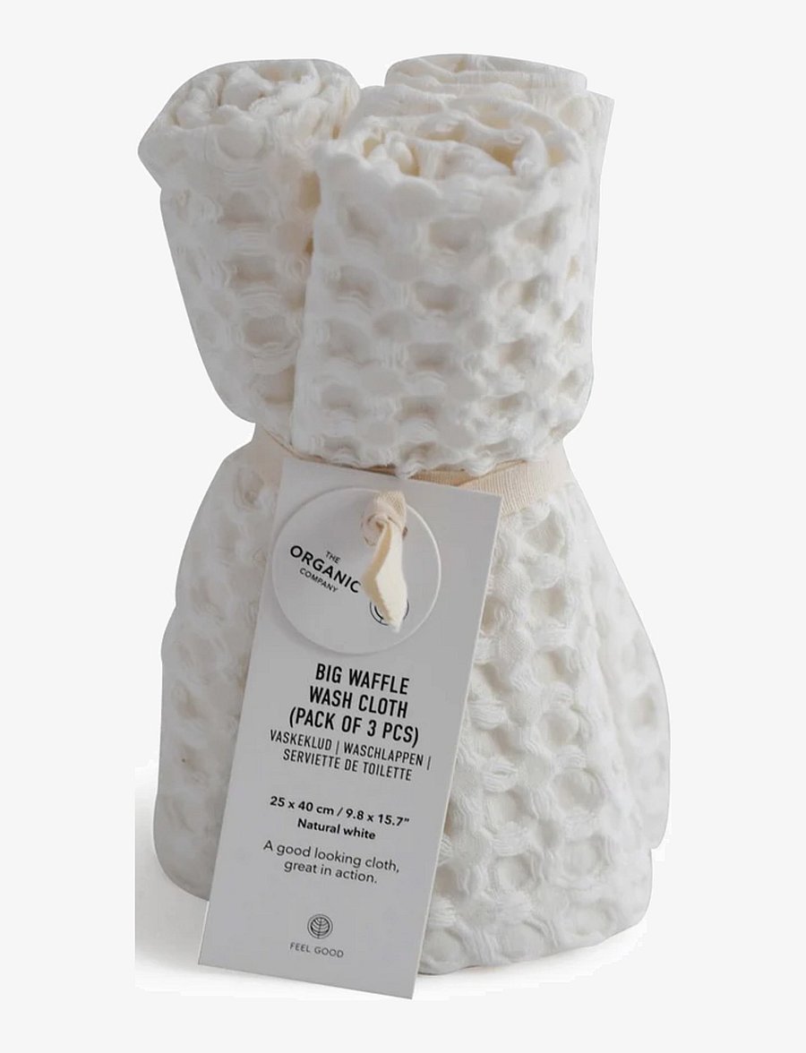 The Organic Company - Big Waffle Wash Cloth (pack of 3 pcs) - badeværelsestilbehør - 200 natural white - 1