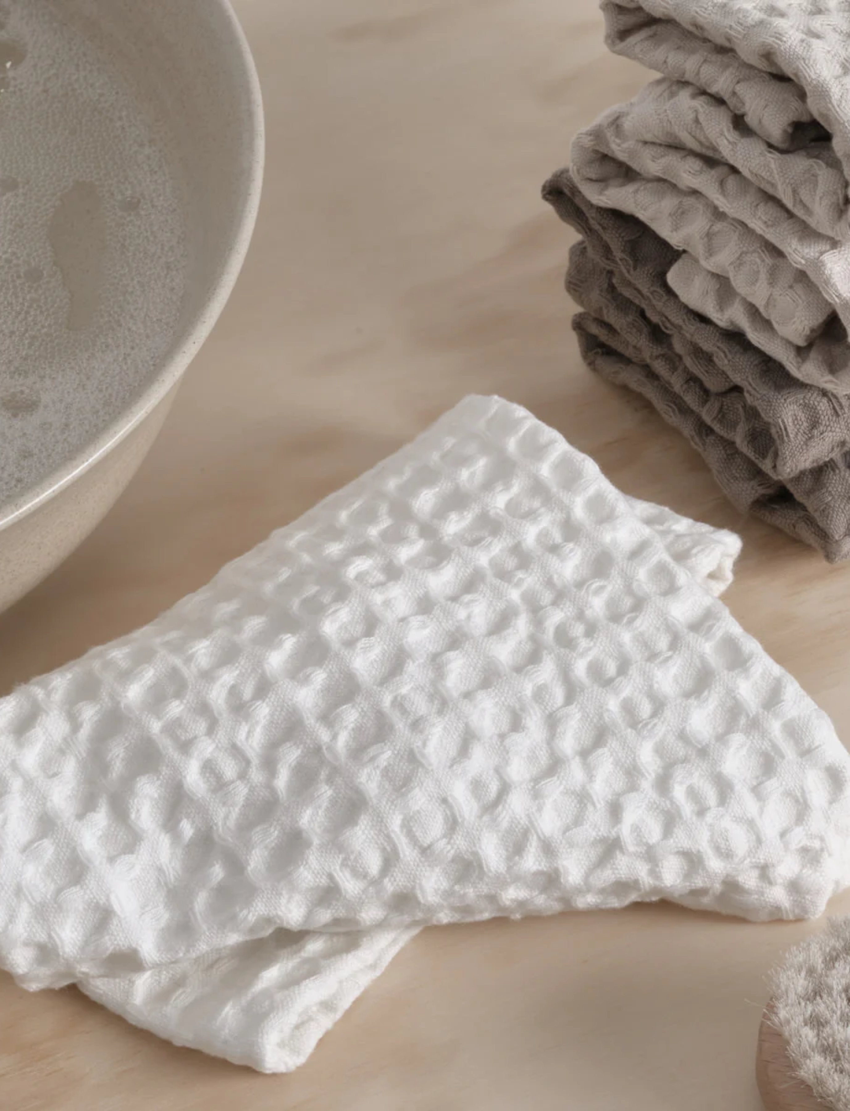 The Organic Company Big Waffle Wash Cloth (Pack Of 3 Pcs), One Size x 25, Dishes, Weiß - Cloths & Dishbrush, Homeware
