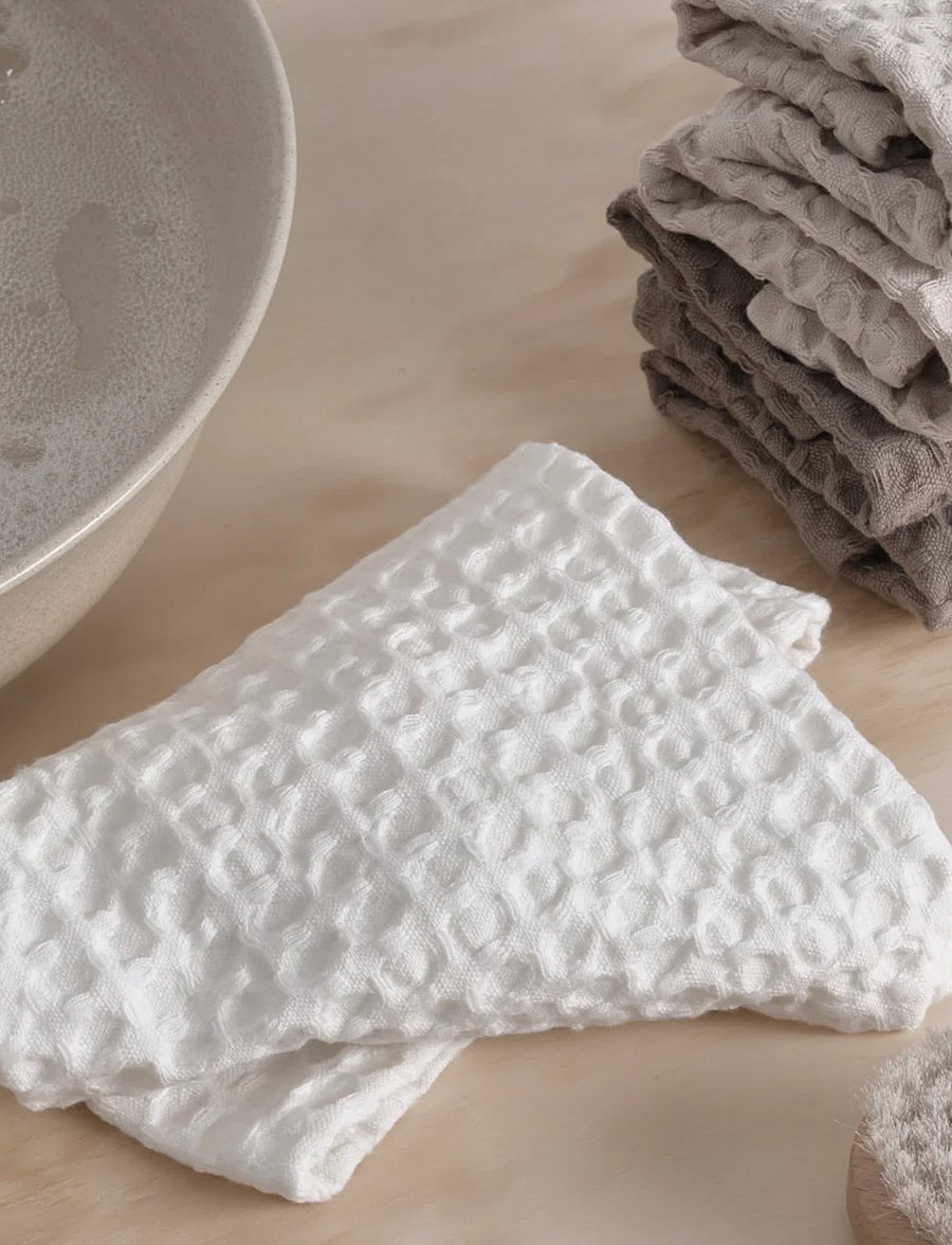 The Organic Company - Big Waffle Wash Cloth (pack of 3 pcs) - badeværelsestilbehør - 200 natural white - 0