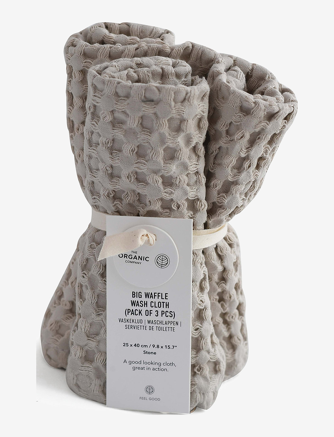 The Organic Company - Big Waffle Wash Cloth (pack of 3 pcs) - ansiktshanddukar - 202 stone - 0