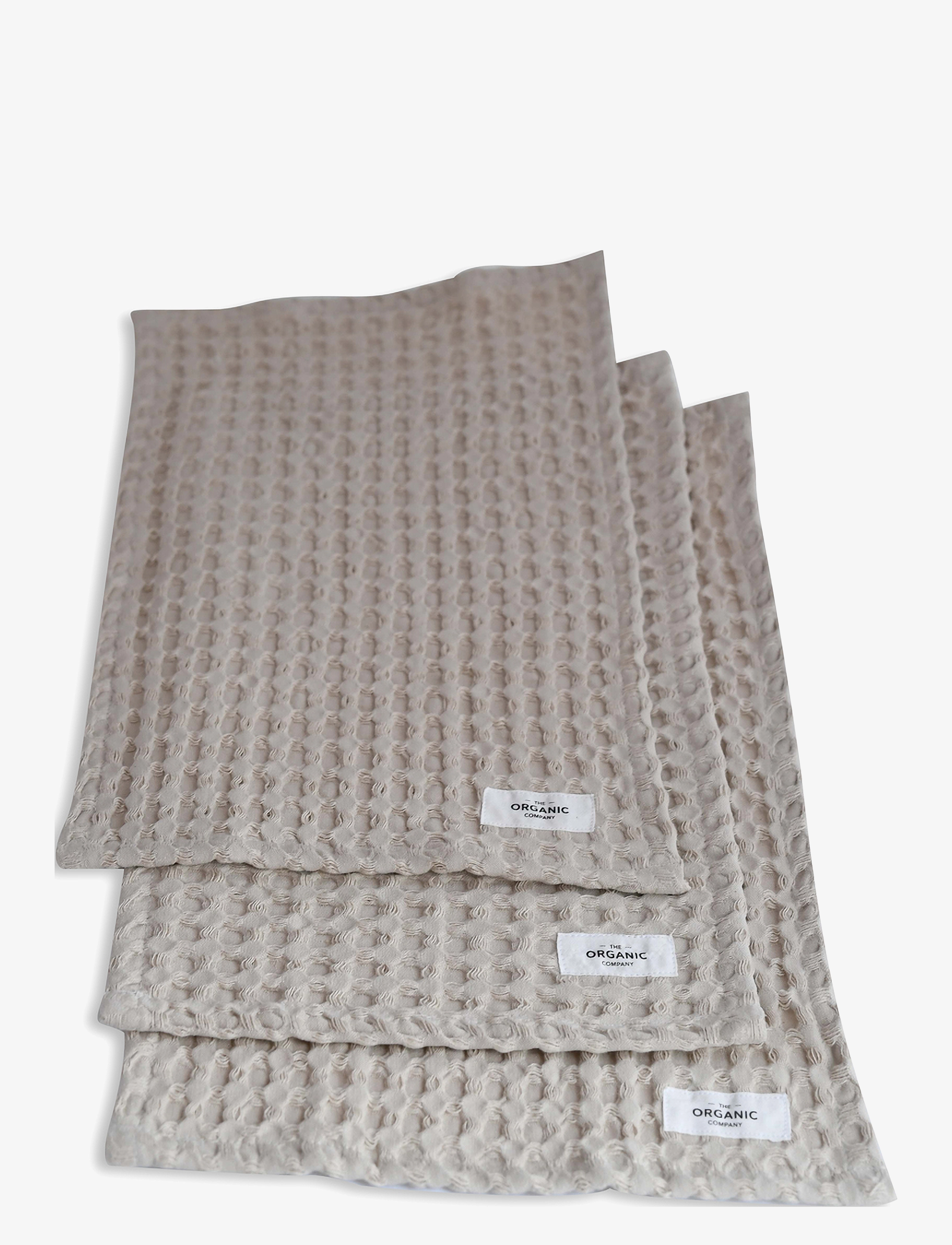 The Organic Company - Big Waffle Wash Cloth (pack of 3 pcs) - badeværelsestilbehør - 202 stone - 1