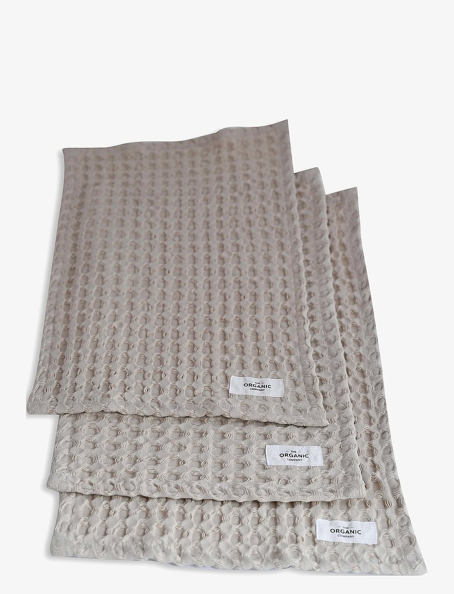 The Organic Company - Big Waffle Wash Cloth (pack of 3 pcs) - badeværelsestilbehør - 202 stone - 1