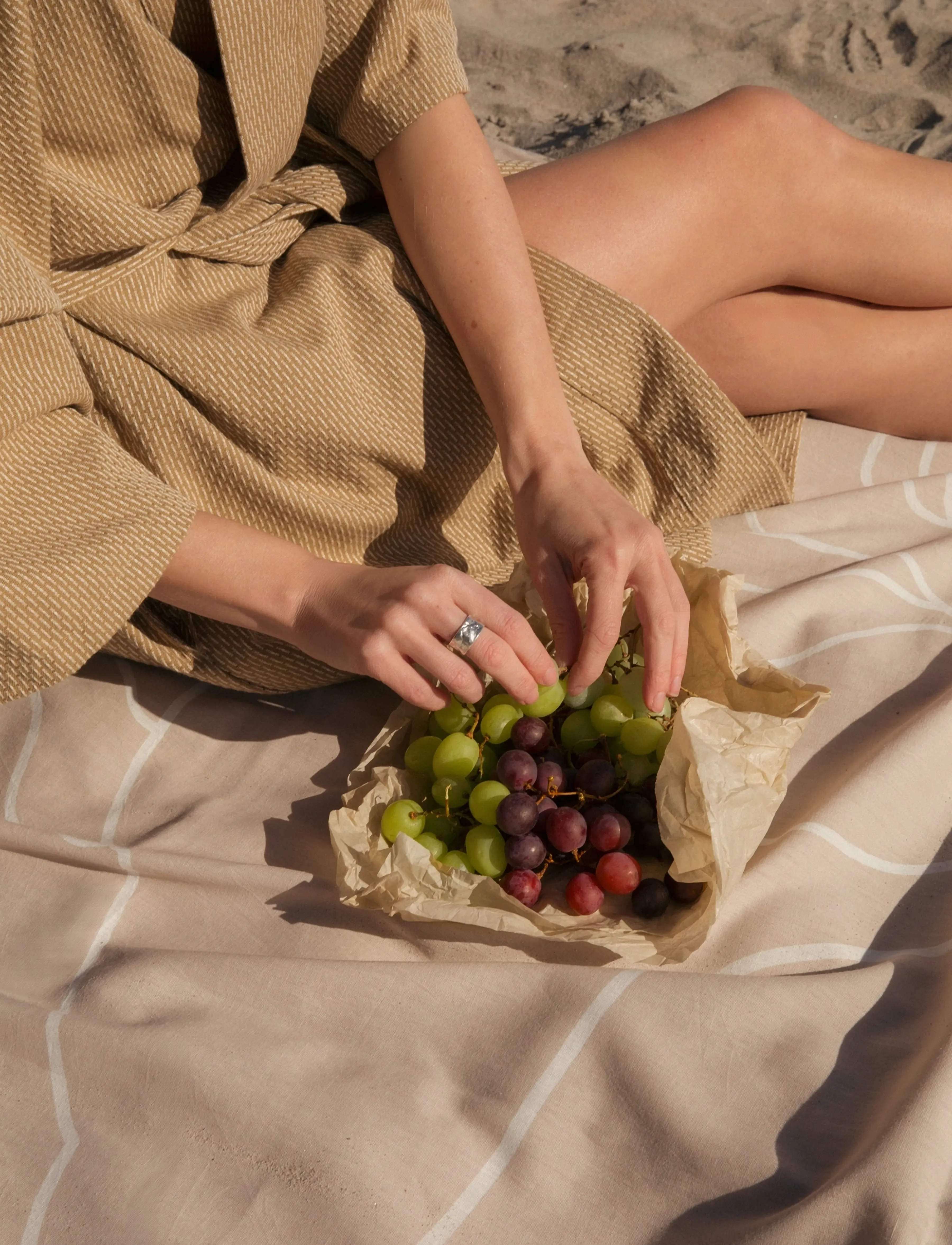 The Organic Company Reconnect Wrap, 140X 180 cm, Cushions & Blankets, Beige - Blankets Throws, Homeware