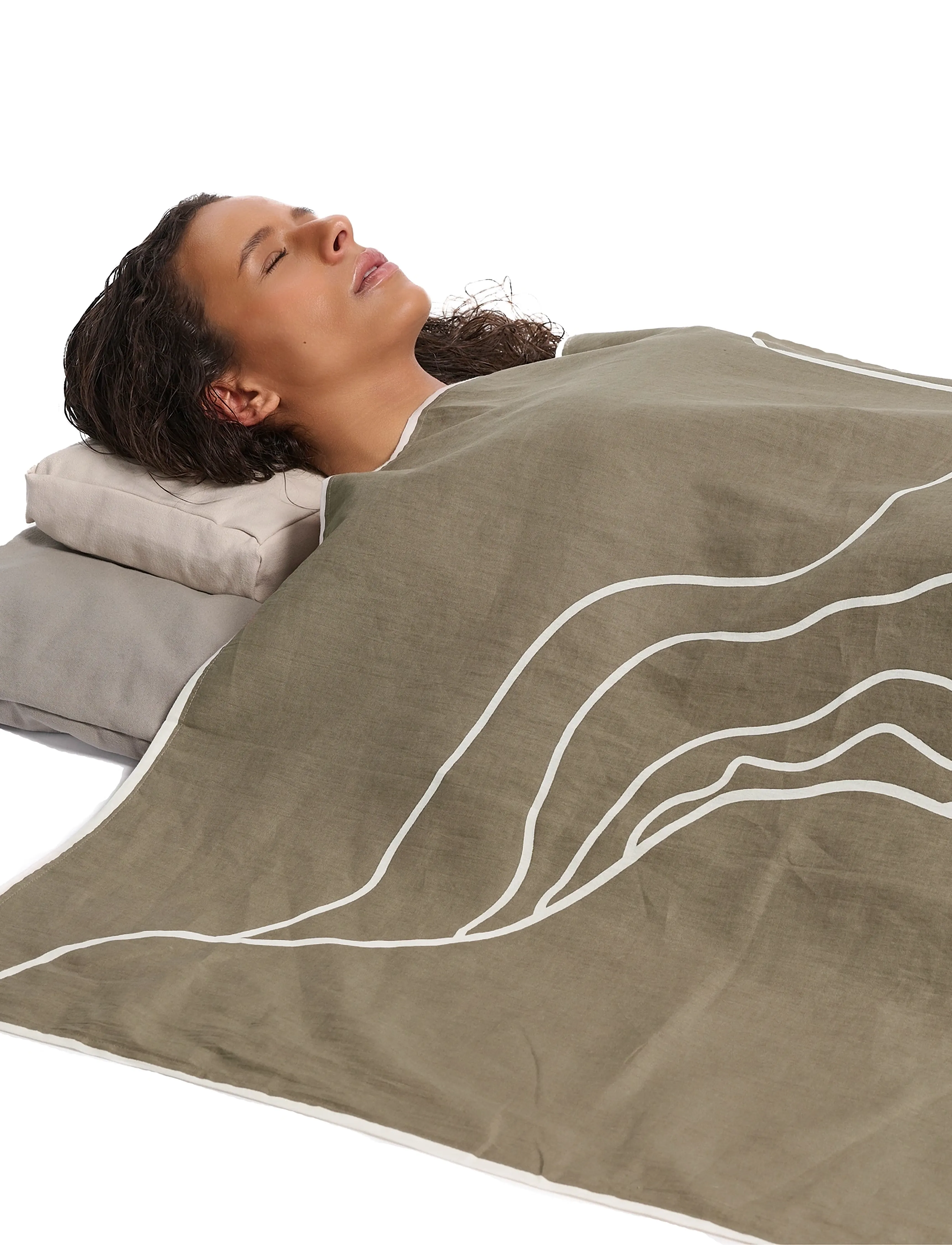 The Organic Company Reconnect Wrap, 140X 180 cm, Cushions & Blankets, Khakigrün - Blankets Throws, Homeware