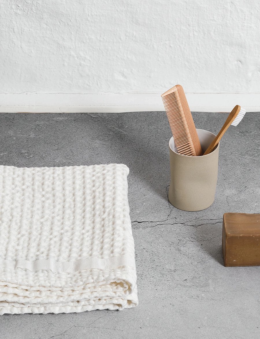 The Organic Company - Big Waffle Hand Towel (2 pack) - handdukar & badlakan - 200 natural white - 0