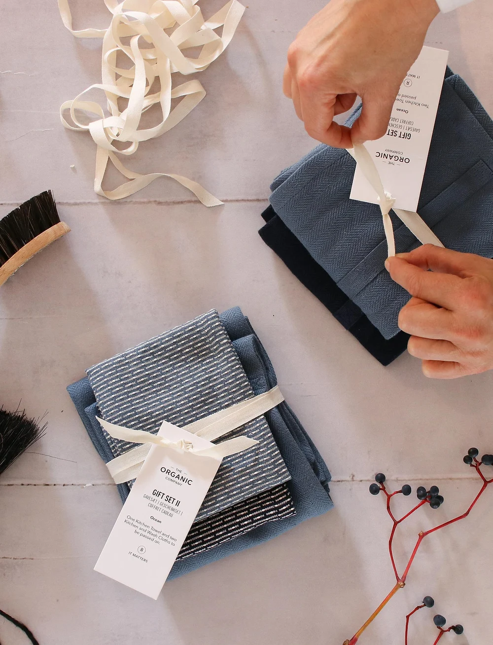 The Organic Company - Gift set I (2 kitchen towels) - køb efter pris - 953 ocean set color mix - 1