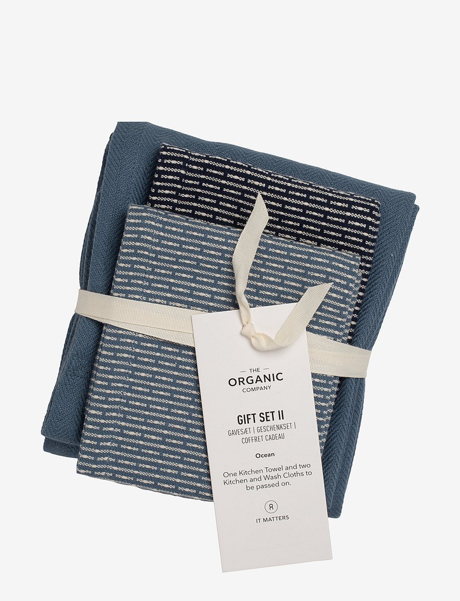 The Organic Company - Gift set II (2 kitchen cloths and 1 kitchen towel) - karklude & opvaskebørster - 973 ocean selection - 1