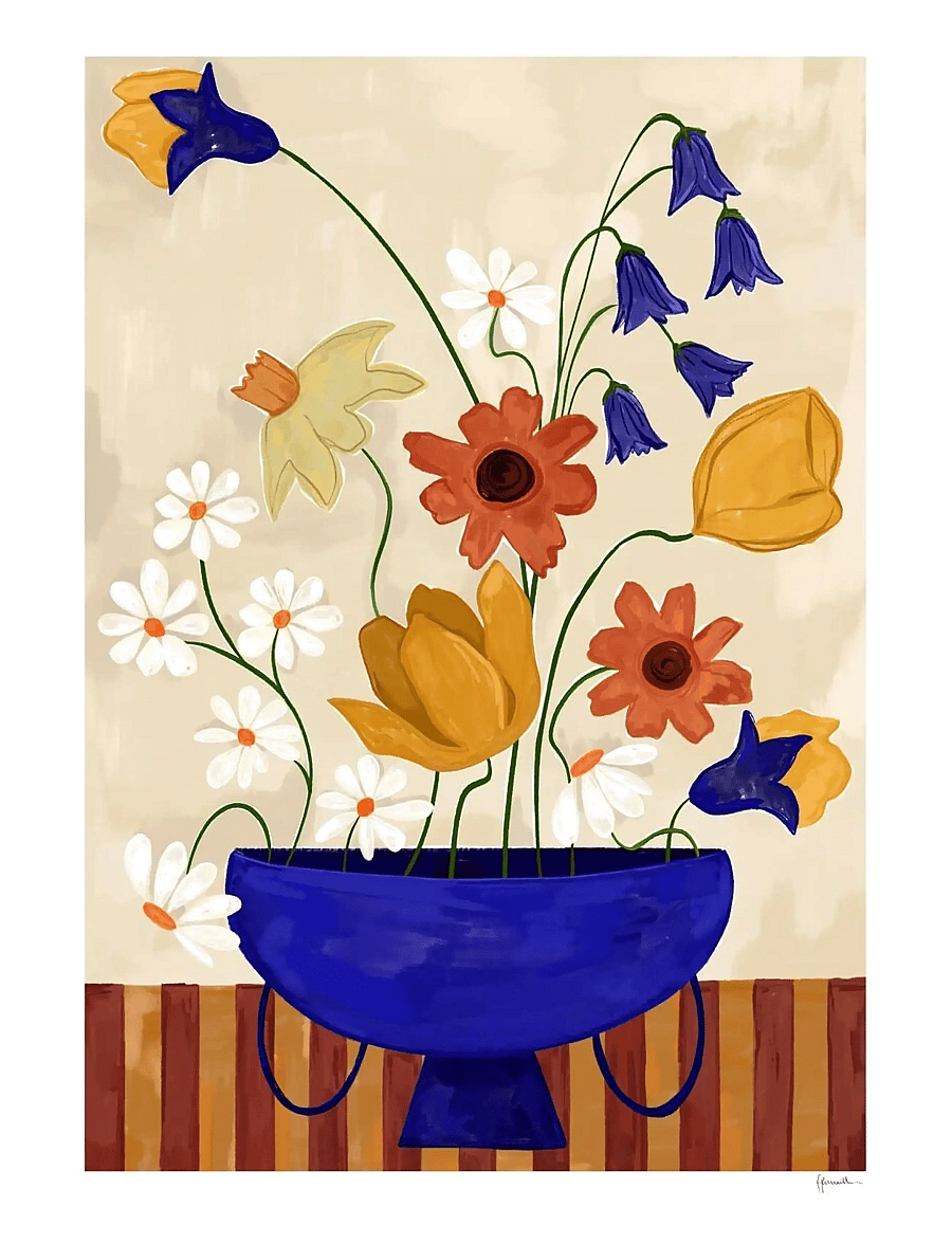 The Poster Club - The Poster Club x Frankie Penwill - Colourful Bunch in Blue Vase - botanik - multi - 1