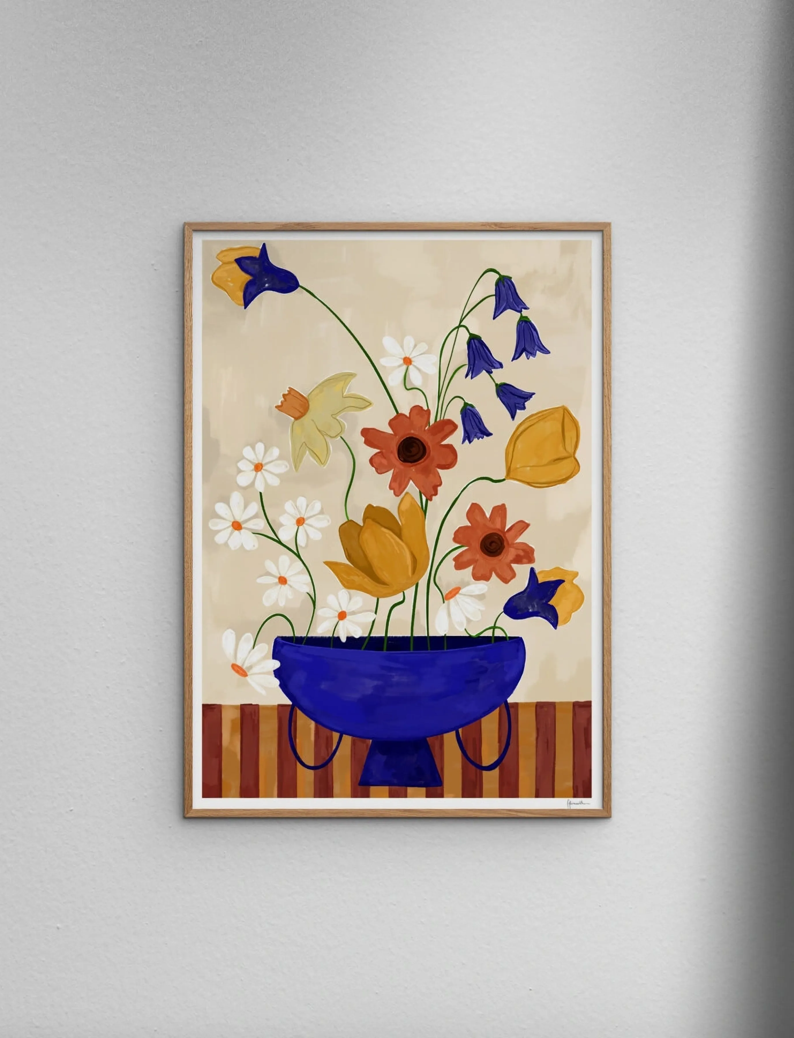 The Poster Club X Frankie Penwill Colourful Bunch In Blue Vase, 50X 70 cm, Posters, Mehrfarbig/gemustert - Botanical, Homeware