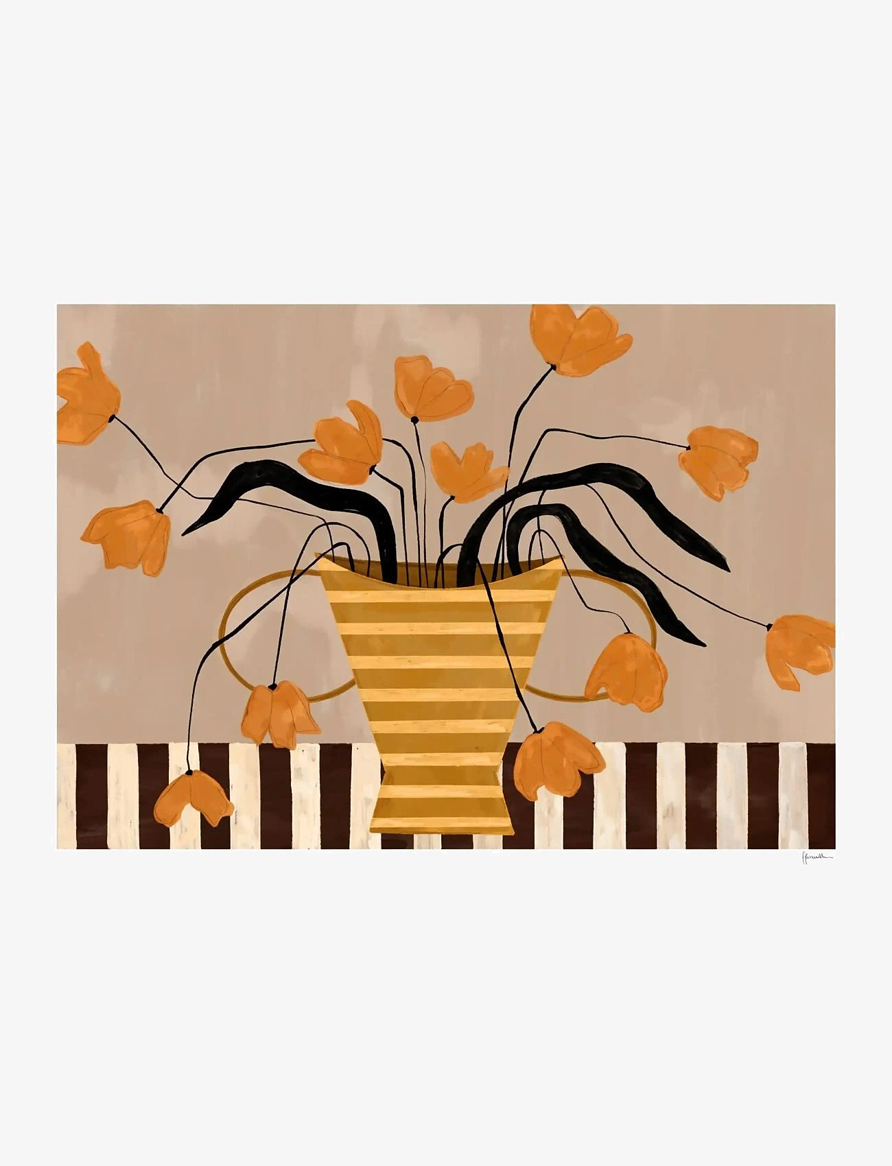 The Poster Club - The Poster Club x Frankie Penwill - Flowers in Yellow Striped Vase - botanical - multi - 1