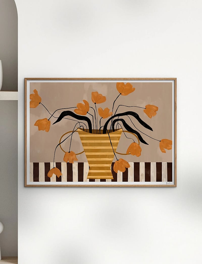 The Poster Club - The Poster Club x Frankie Penwill - Flowers in Yellow Striped Vase - botanik - multi - 0