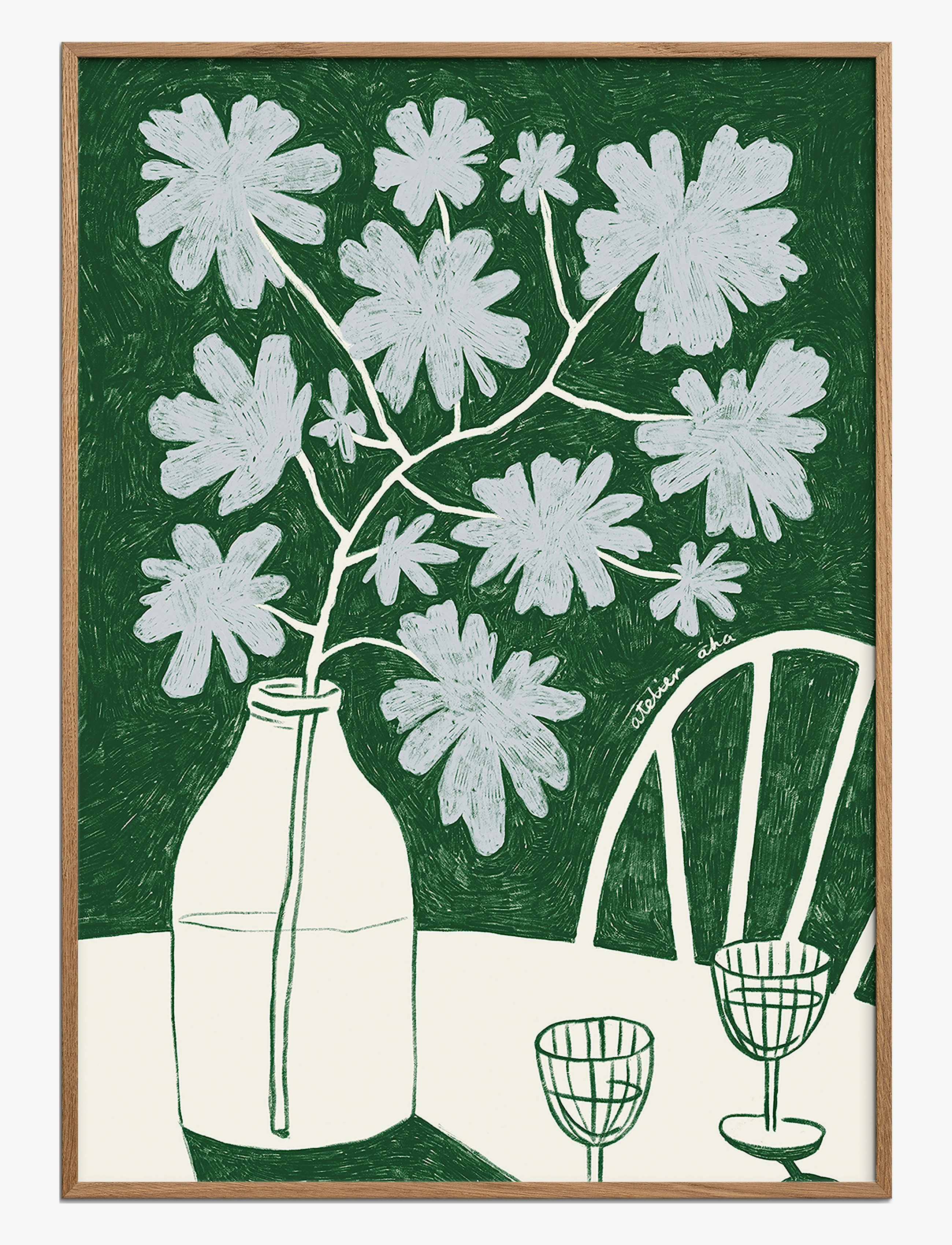 The Poster Club Tpc X Atelier Aha Blue Flowers & Red Wine, Botanical, Multi/mønstret, Str: 30X40CM