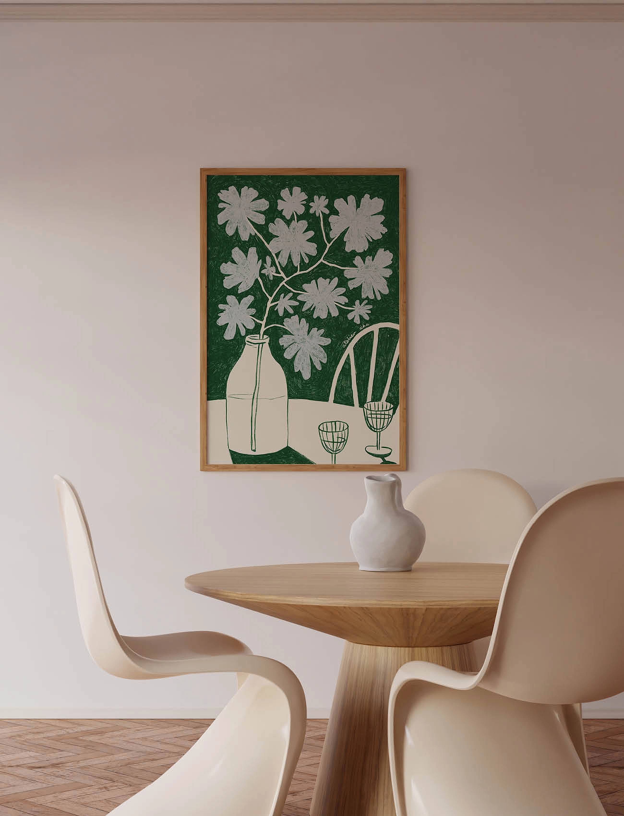 The Poster Club Tpc X Atelier Aha Blue Flowers & Red Wine, 30X40 cm, Posters, Mehrfarbig/gemustert - Botanical, Homeware