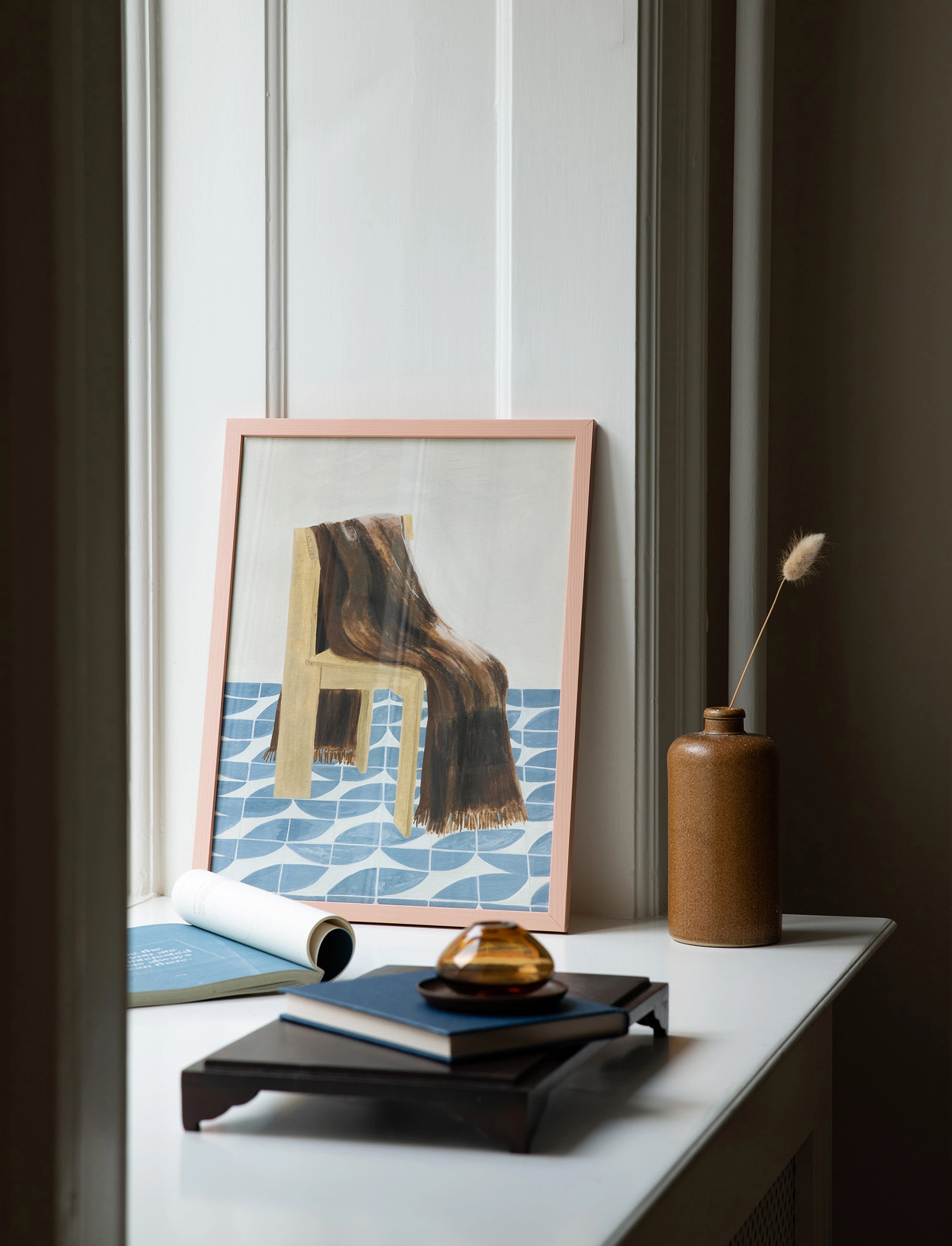 The Poster Club Tpc X Isabelle Vandeplassche Chair With Blanket, 70X100 cm, Posters, Mehrfarbig/gemustert - Gallery Walls, Homeware