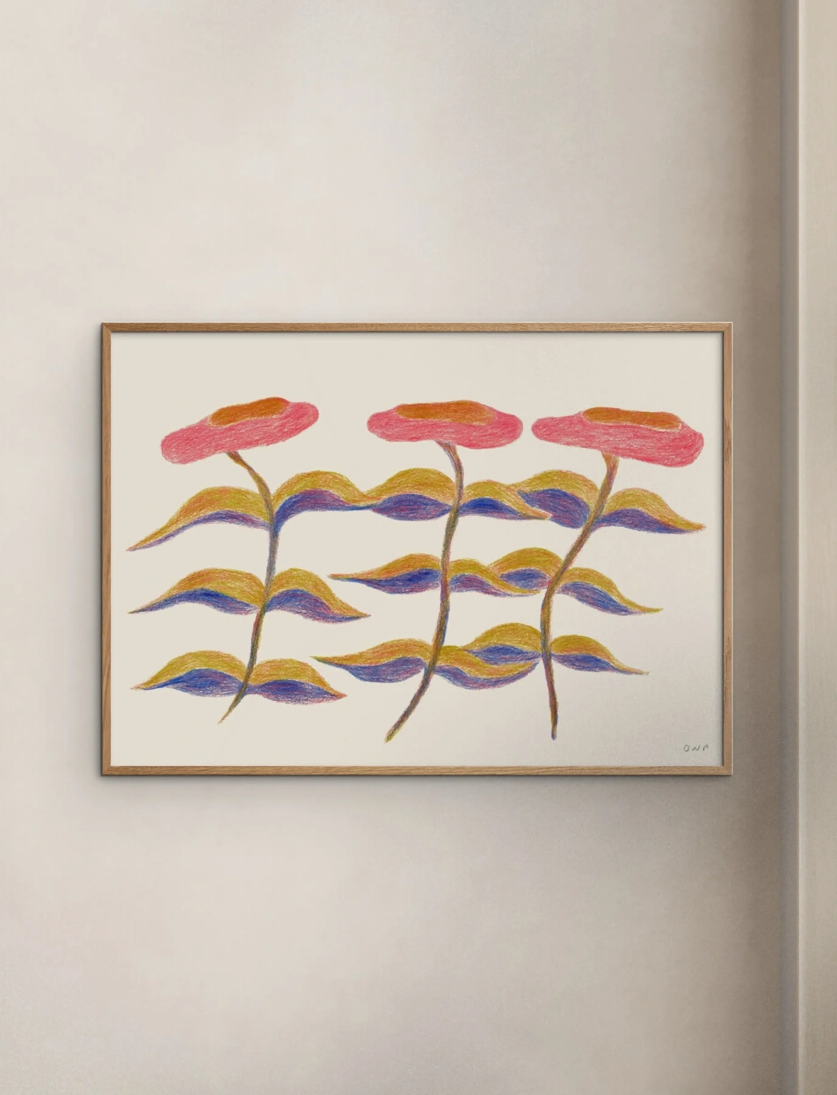 The Poster Club The Poster Club X Ojuna Njama Petersen - Three Flowers, 30X 40 cm, Pink, Plakater > Botaniske, Unisex