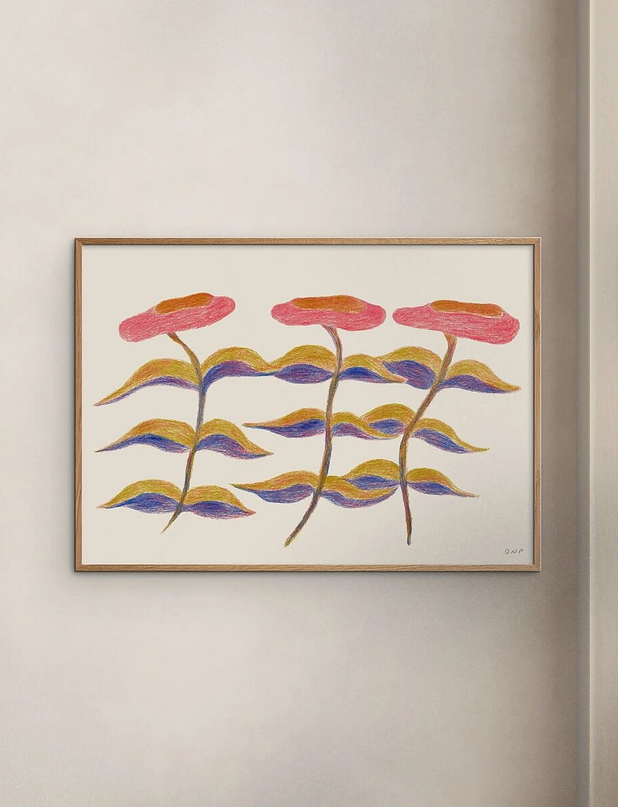 The Poster Club - The Poster Club x Ojuna Njama Petersen - Three Flowers - botanik - beige - 0